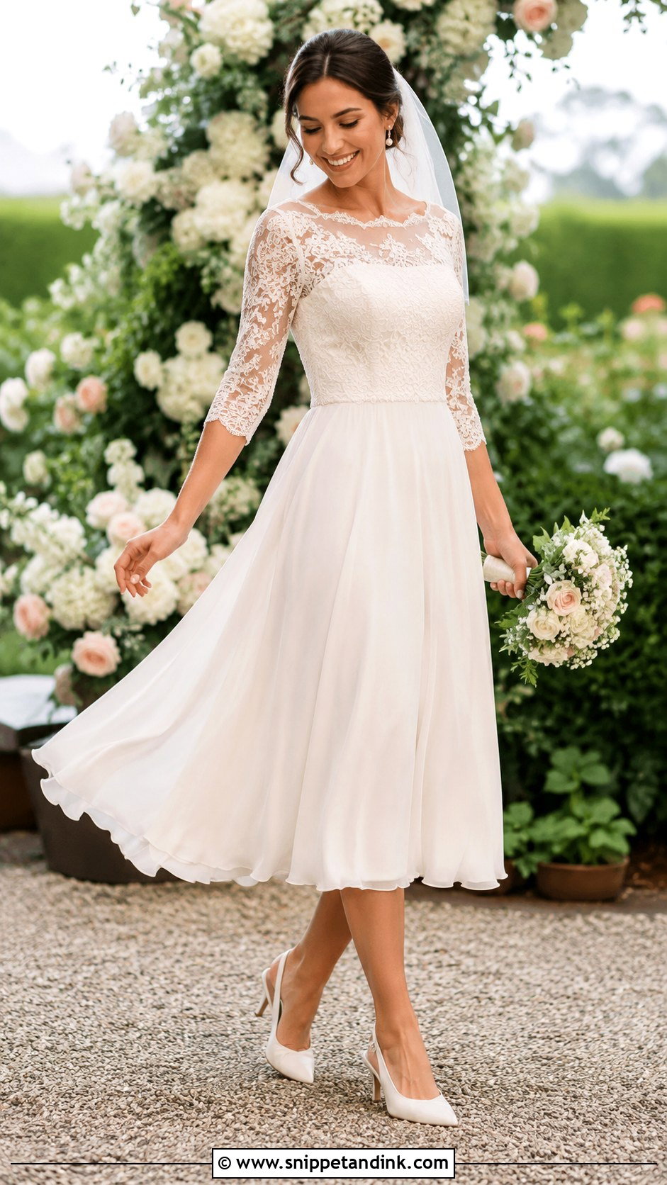 Flowy Tea Length Wedding Dress With Sleeves - Snippet and Ink - 20 Flowy Wedding Dress with Sleeves