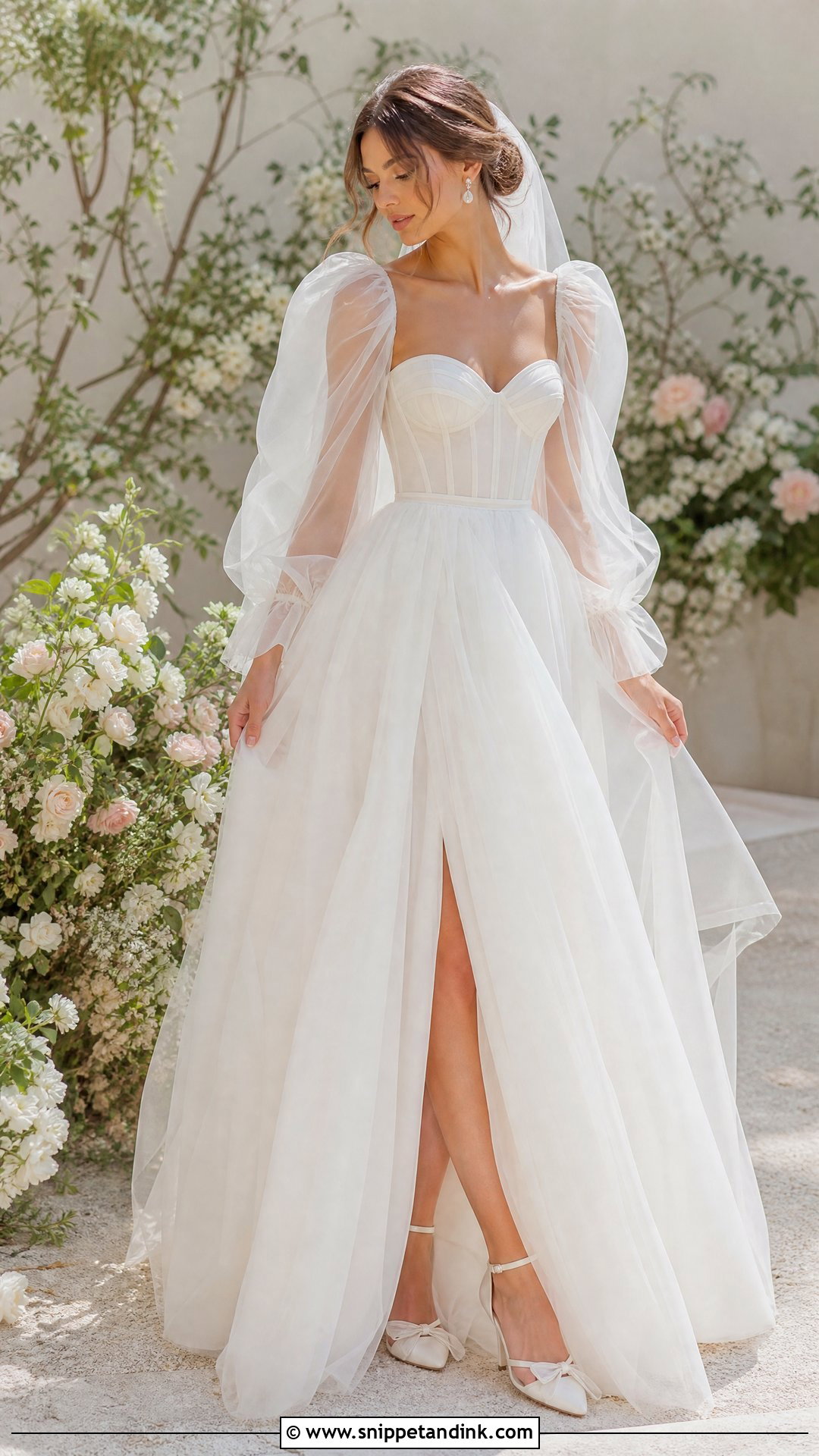 Flowy Wedding Dress With Puff Sleeves - Snippet and Ink - 25 Flowy Wedding Dress Whimsical Ideas