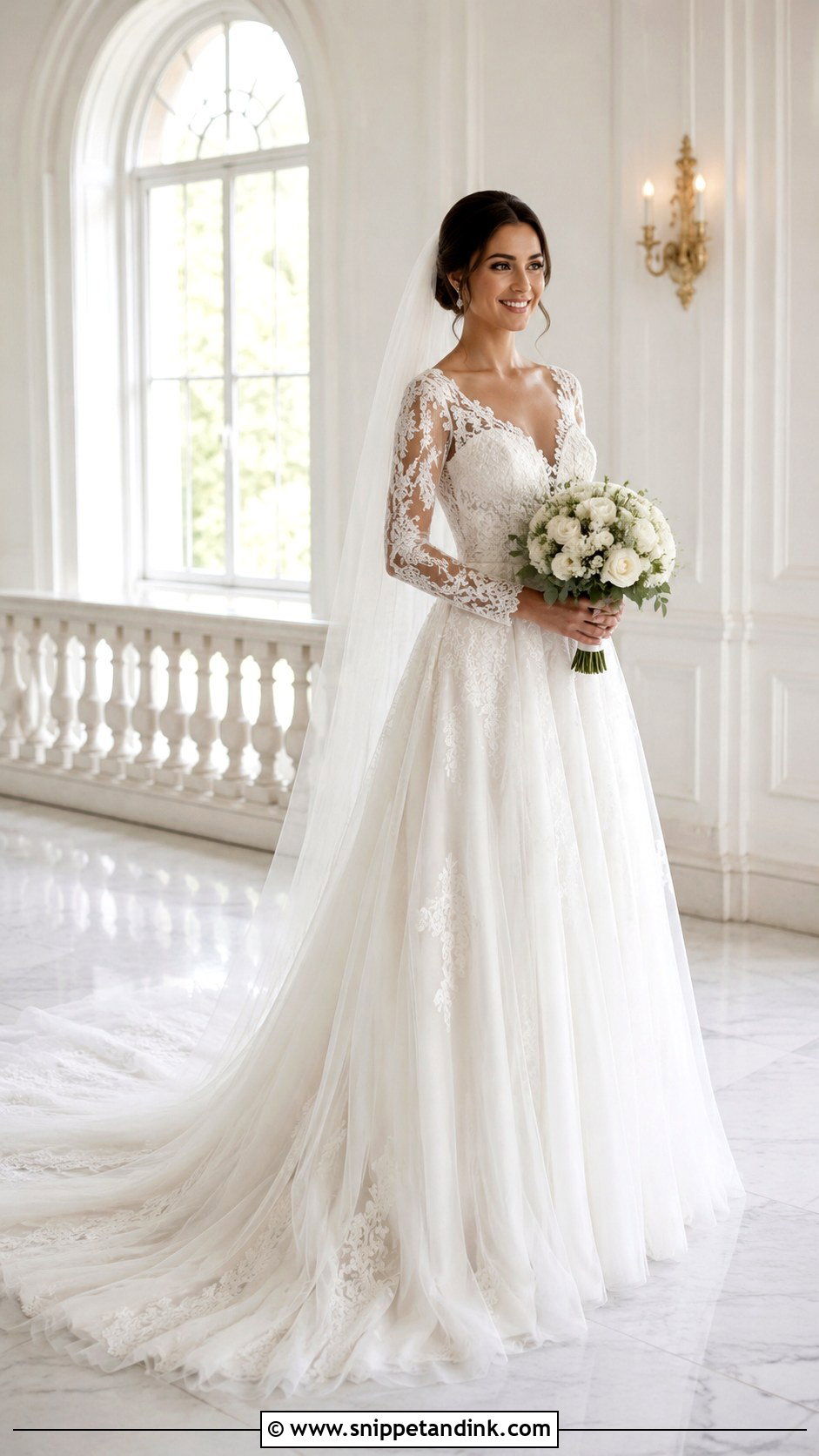 Flowy Wedding Dress With Sleeves And Chapel Train - Snippet and Ink - 20 Flowy Wedding Dress with Sleeves