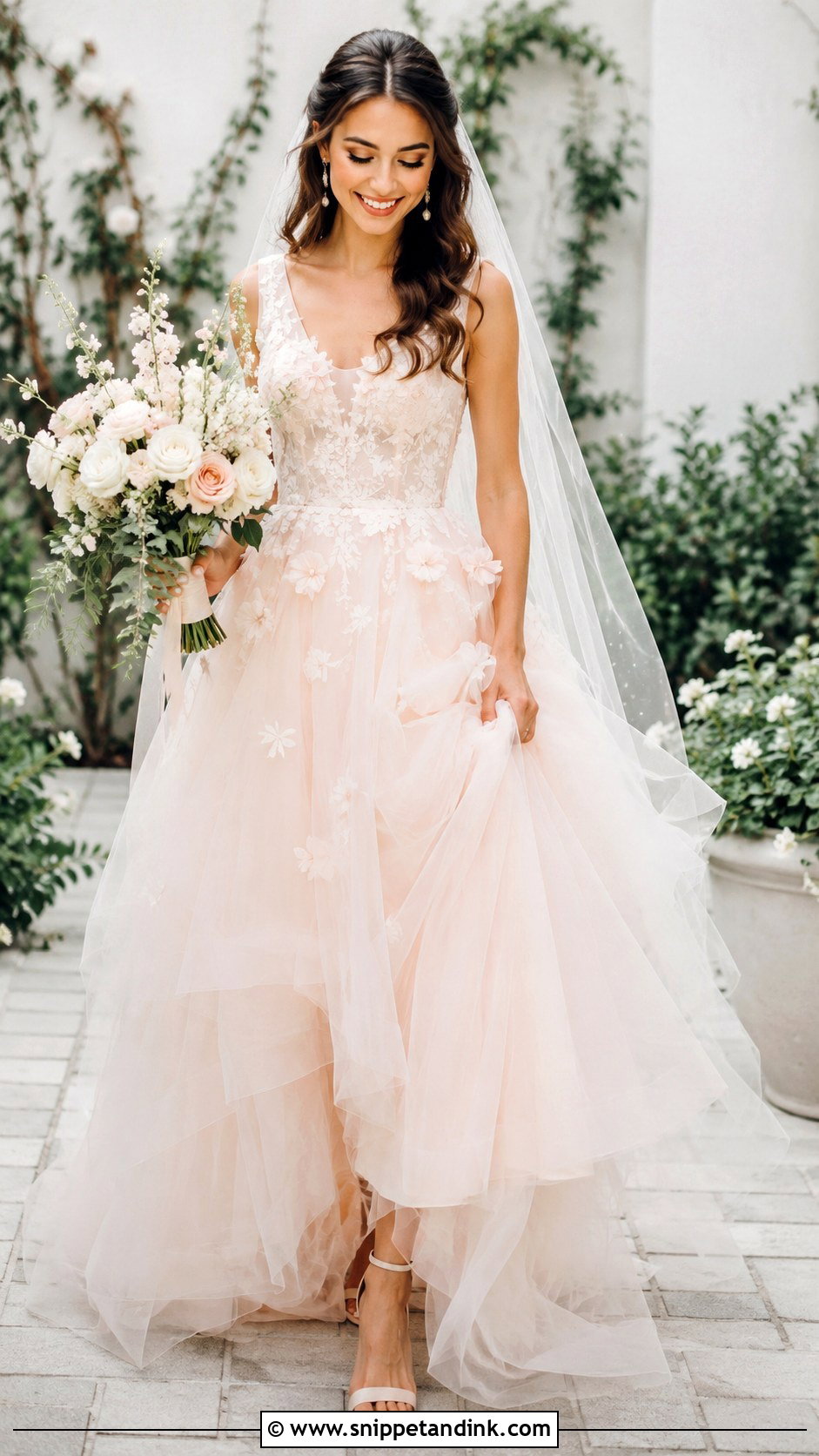 Fluffy Blush Wedding Dress - Snippet and Ink - 25 Fluffy Wedding Dress Ideas