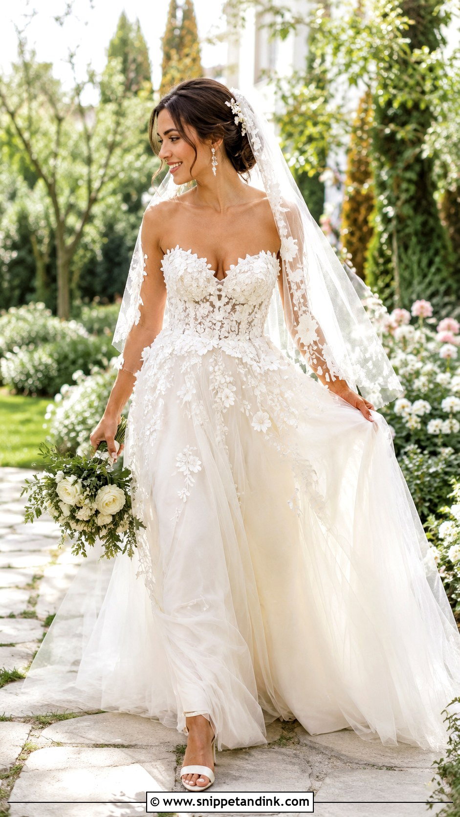 Fluffy Floral Applique Wedding Dress - Snippet and Ink - 25 Fluffy Wedding Dress Ideas