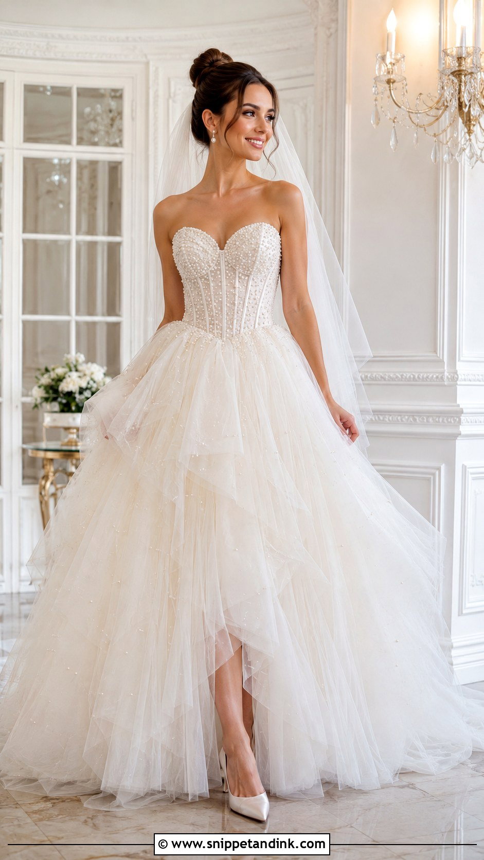 Fluffy Pearl Wedding Dress - Snippet and Ink - 25 Fluffy Wedding Dress Ideas