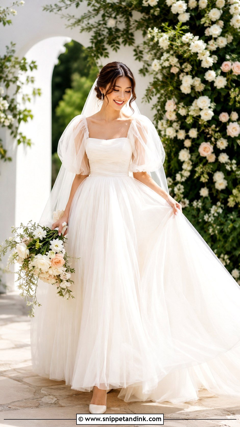 Fluffy Puff Sleeve Wedding Dress - Snippet and Ink - 25 Fluffy Wedding Dress Ideas