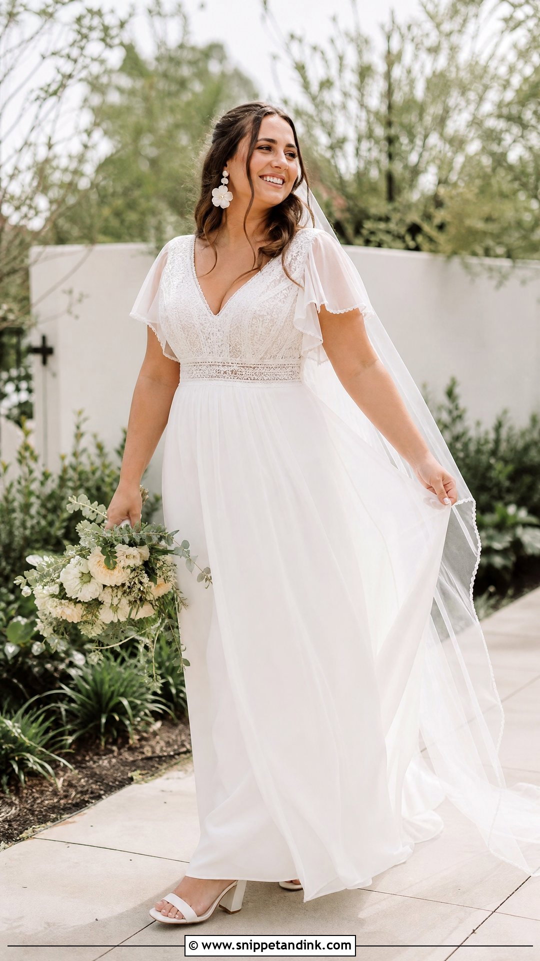Flutter Sleeve Boho Wedding Dress - Snippet and Ink - 20 Wedding Dress for Pear Shape Ideas