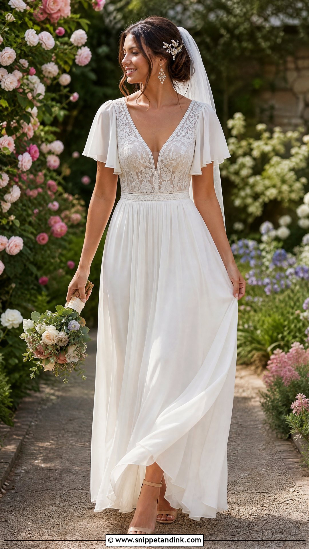 Flutter Sleeve Boho Wedding Dress - Snippet and Ink - 25 Boho Ethereal Wedding Dress Ideas