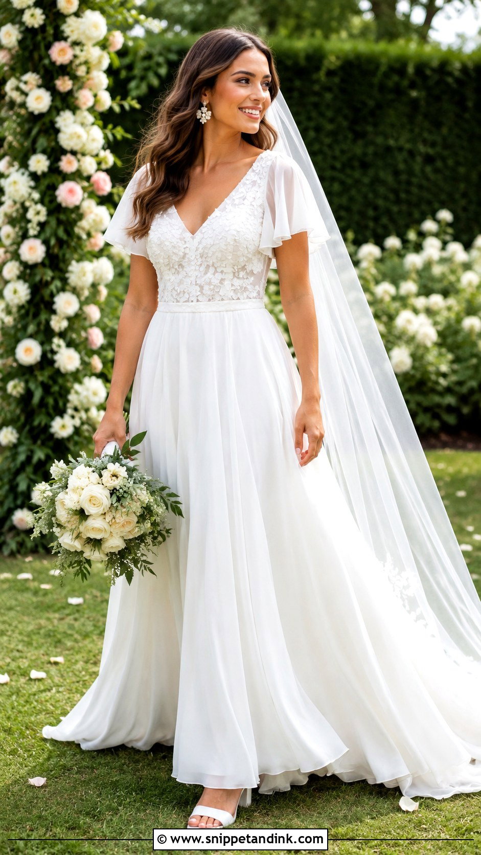 Flutter Sleeve Garden Wedding Dress - Snippet and Ink - 20 Bride Dress with Sleeves
