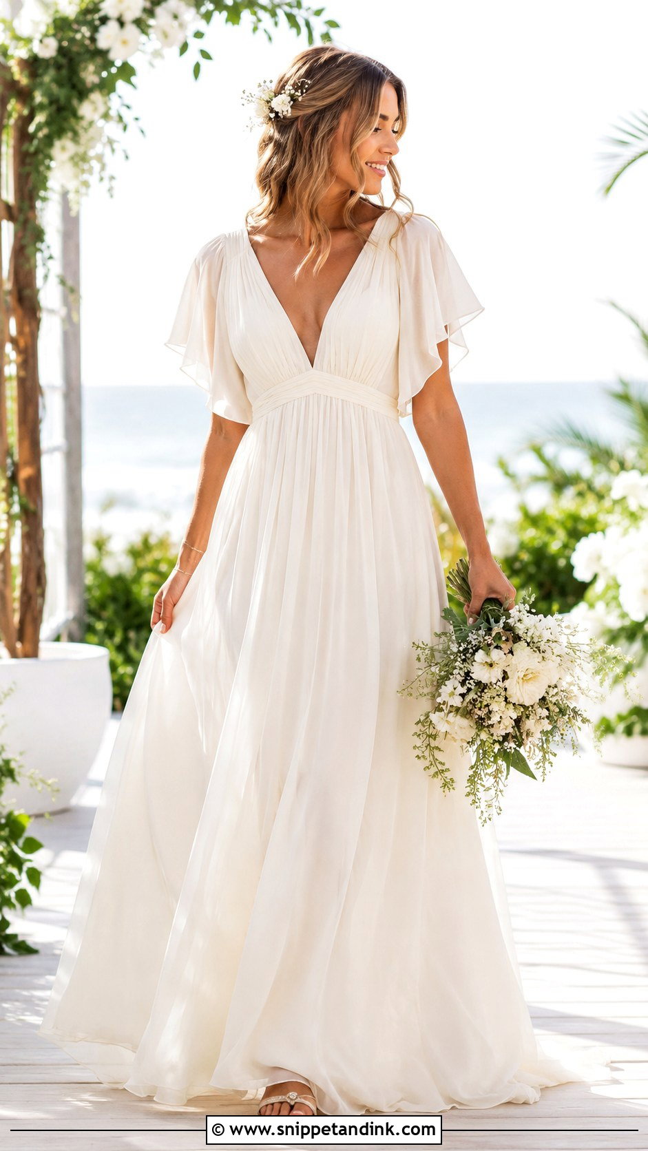 Flutter Sleeve Hippie Wedding Dress - Snippet and Ink - 30 Hippie Wedding Dress Ideas
