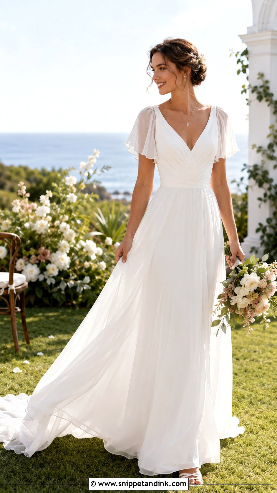 Flutter Sleeve Wedding Dress - Snippet and Ink - 20 Lightweight Wedding Dress Ideas