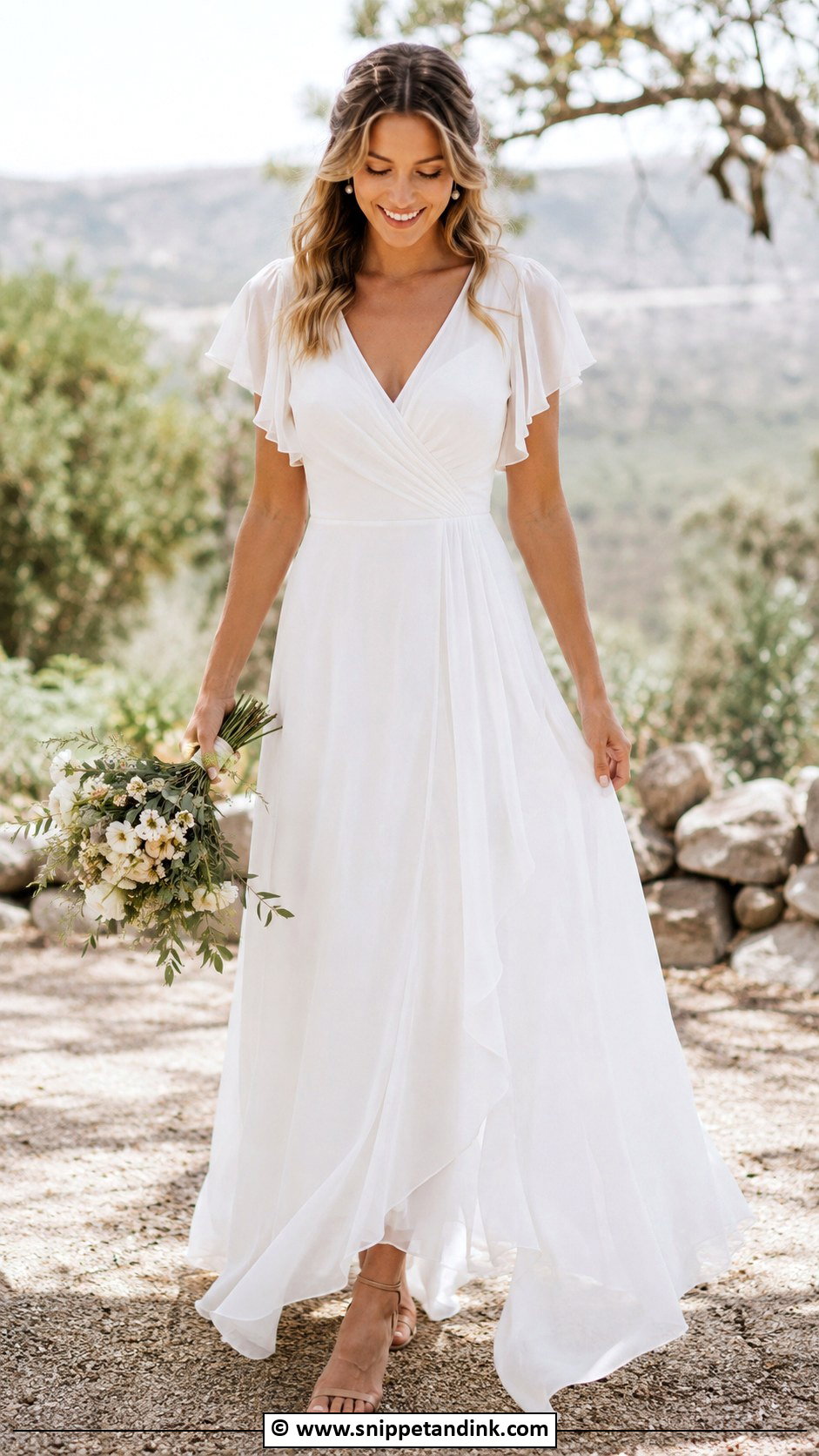 Flutter Sleeve Wedding Dress - Snippet and Ink - 30 Flowy Wedding Dress Ideas