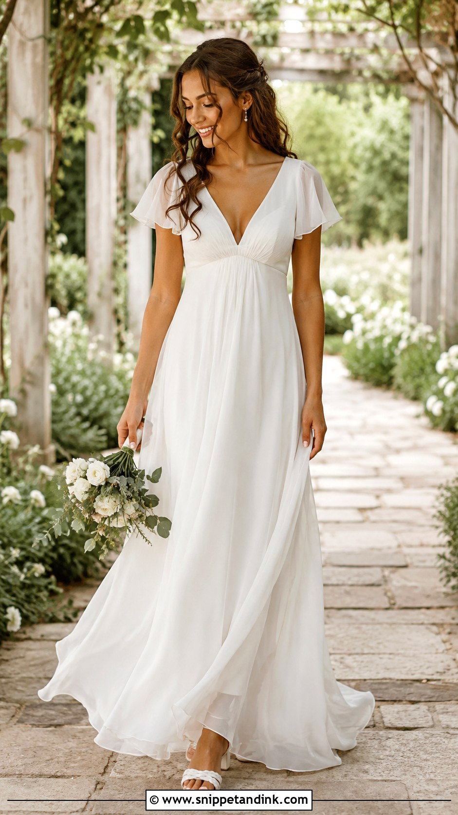 Flutter Sleeve Wedding Dress - Snippet and Ink - 25 Sleeved Wedding Dress Ideas