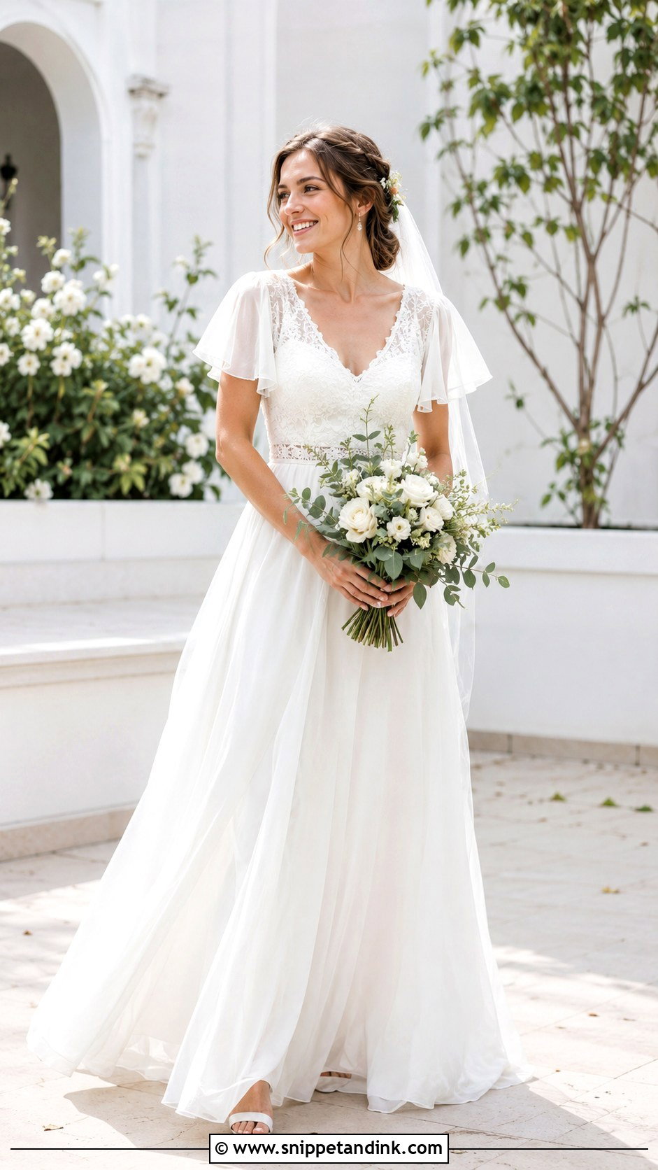 Flutter Sleeve Wedding Dress - Snippet and Ink - 25 Flowy Romantic Wedding Dress Ideas