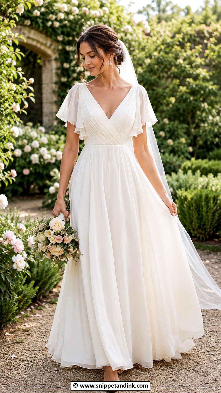 Flutter Sleeve Wedding Dress - Snippet and Ink - 25 Whimsical Wedding Dresses