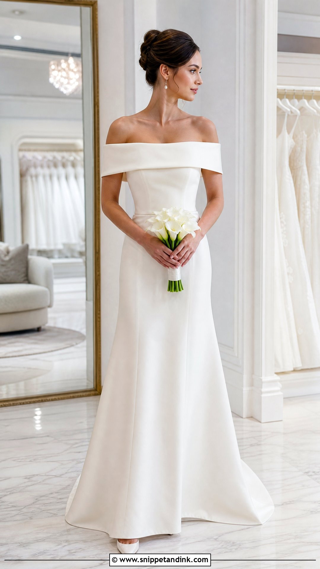 Foldover Neckline Off the Shoulder Wedding Dress - Snippet and Ink - 20 Simple Off the Shoulder Wedding Dress Ideas