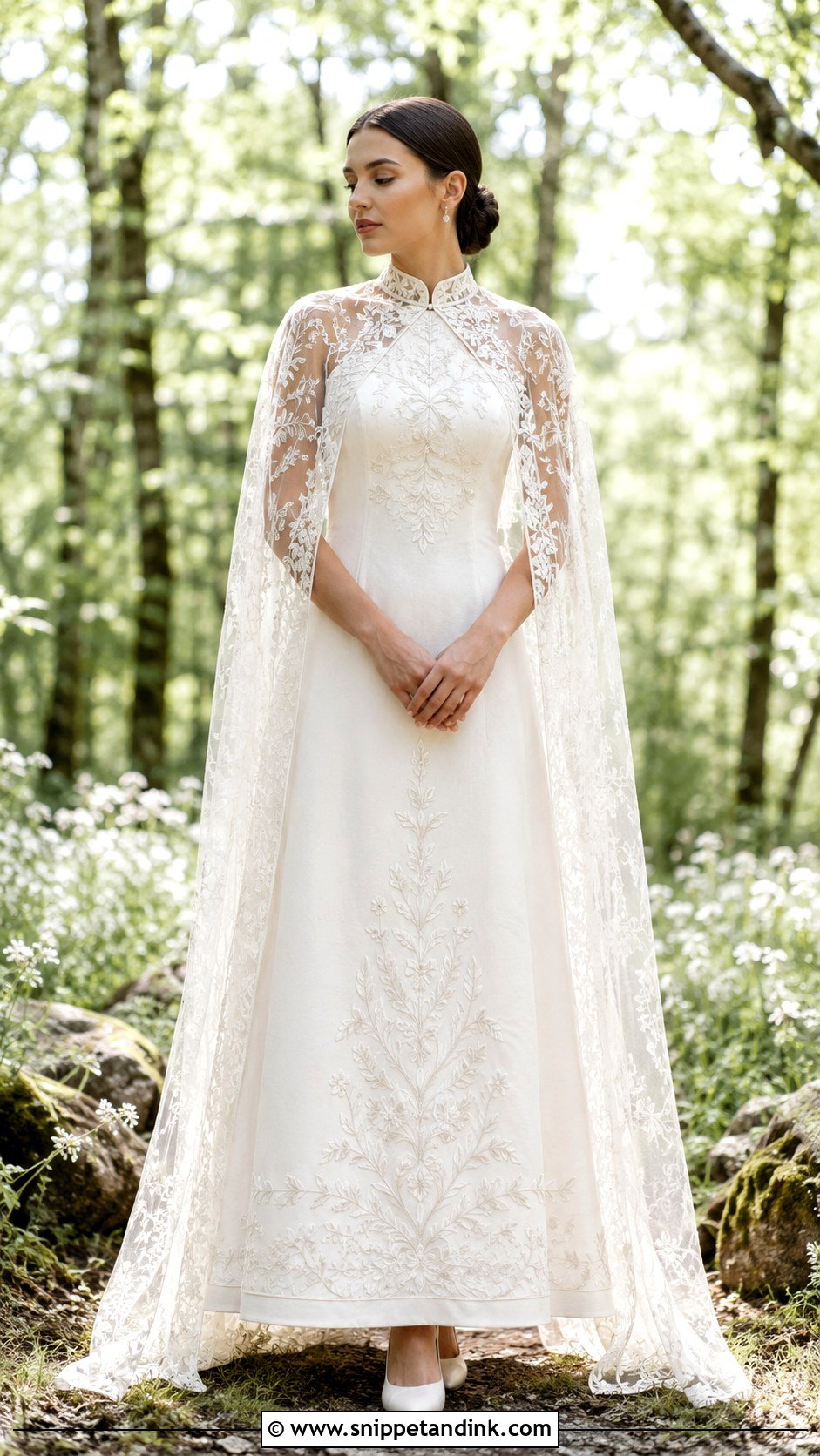 Folk Wedding Dress With Cape - Snippet and Ink - 20 Folk Wedding Dress Ideas