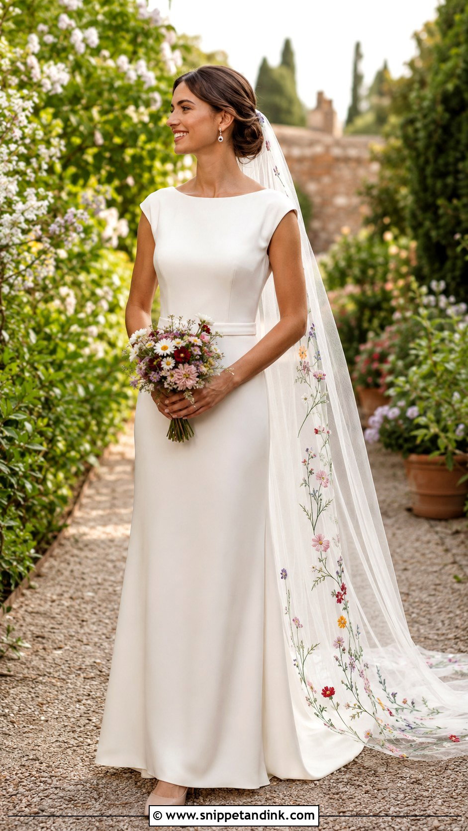 Folk Wedding Dress With Floral Veil - Snippet and Ink - 20 Folk Wedding Dress Ideas