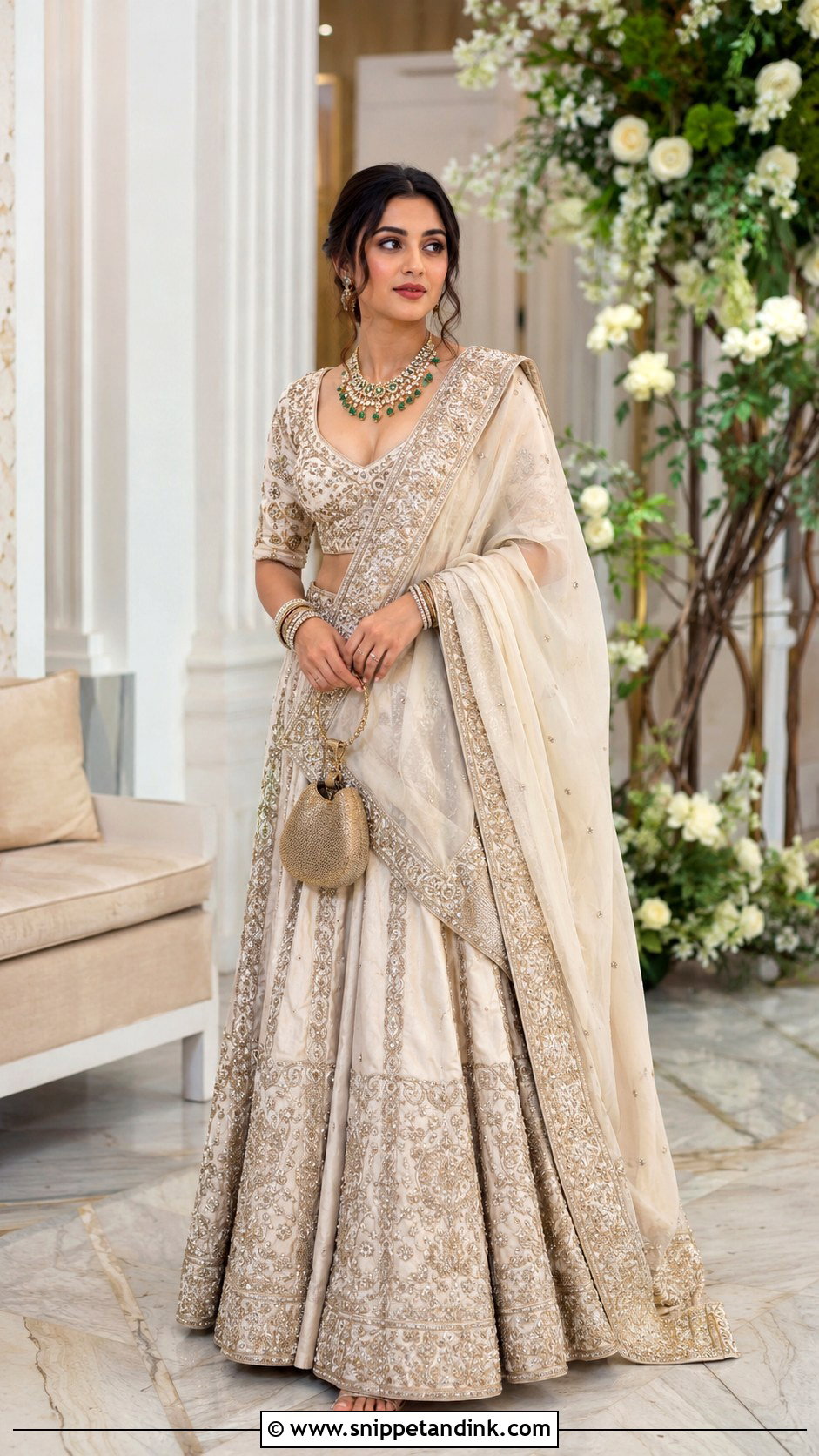 Forearm Lengha Dupatta Drape - Snippet and Ink - 20 Lengha Draping Styles