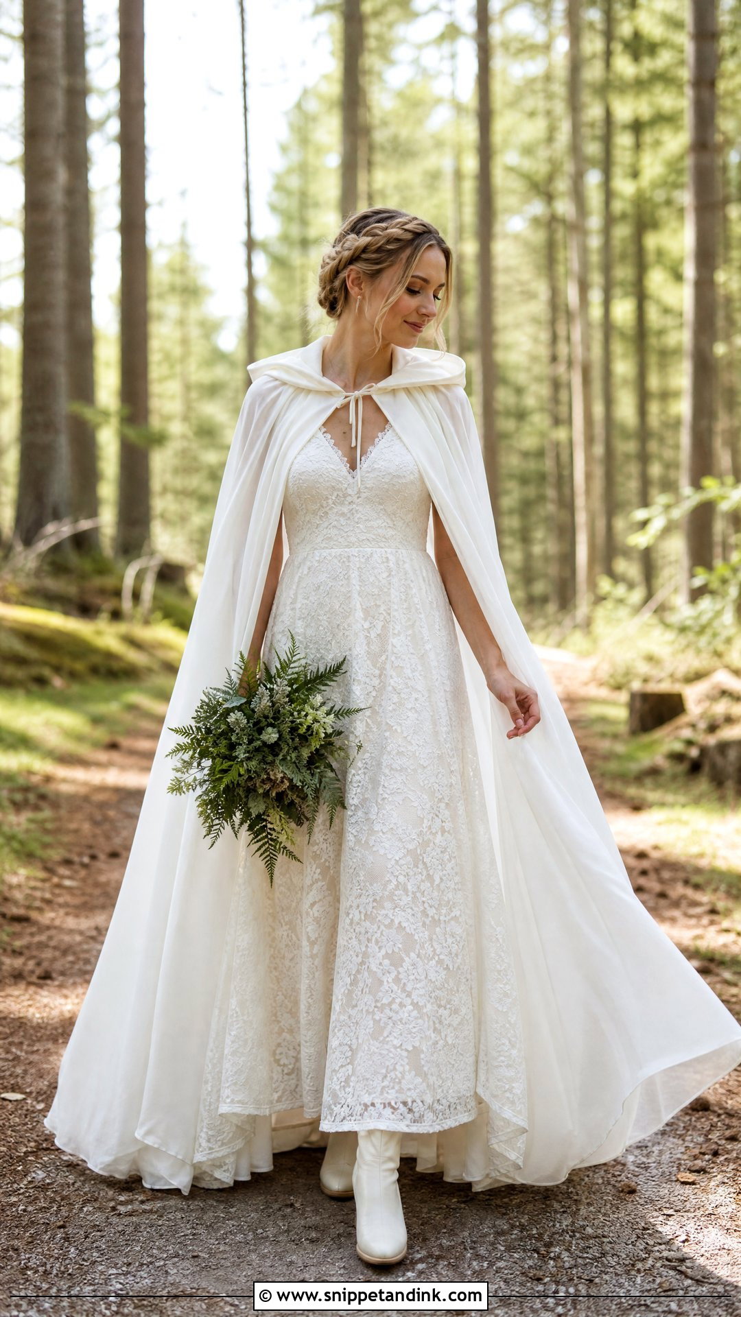 Forest Elopement Hooded Wedding Dress - Snippet and Ink - 20 Hooded Wedding Dress Ideas