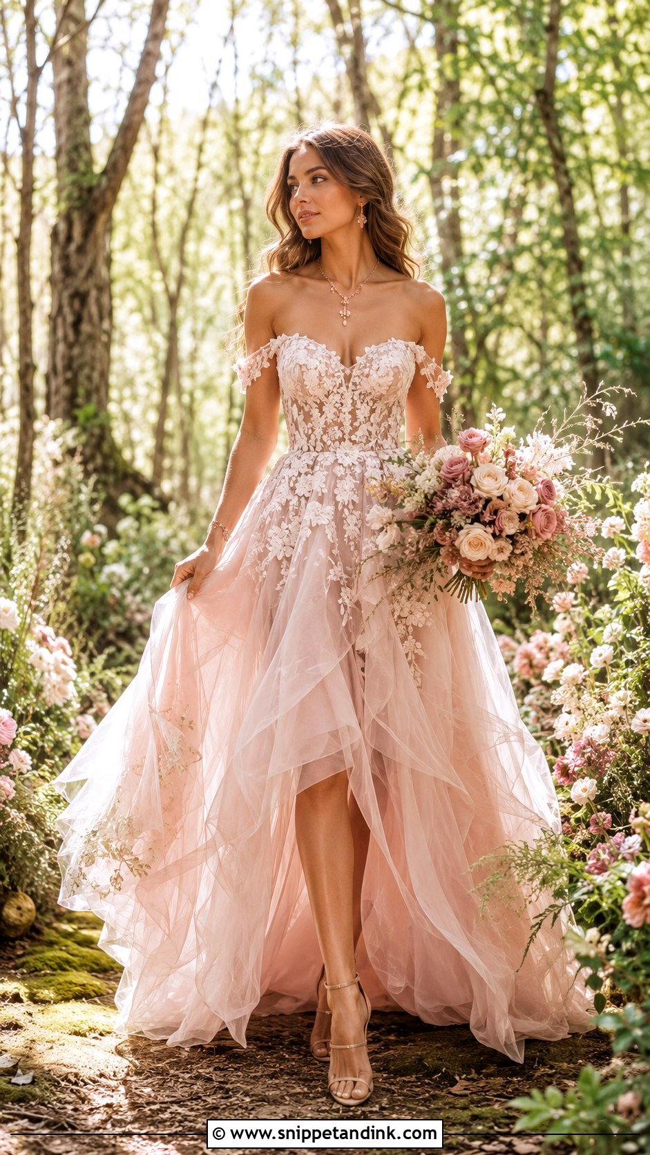 Forest Fairy Blush Wedding Dress - Snippet and Ink - 25 Forest Fairy Wedding Dress Ideas