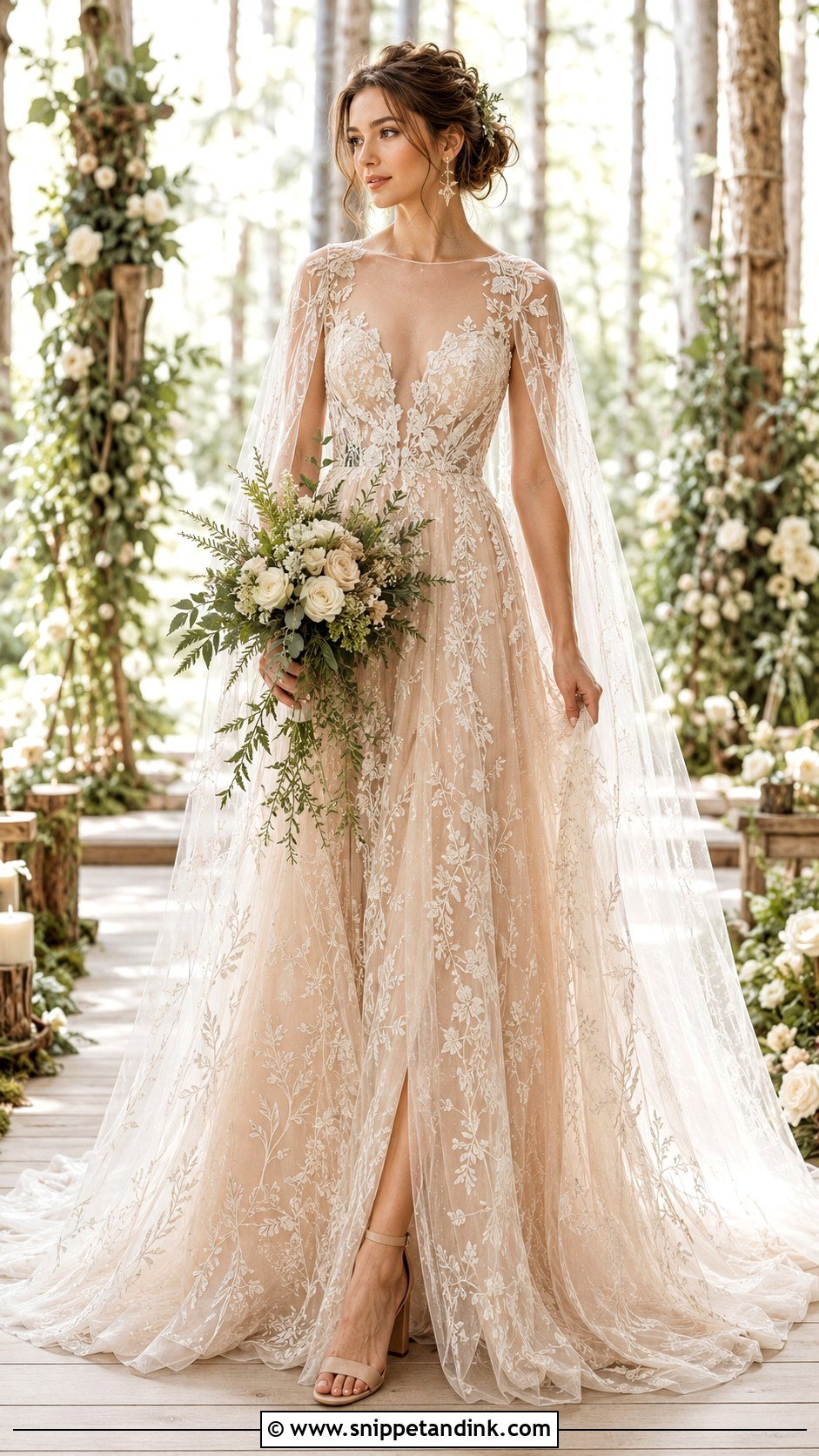 Forest Fairy Champagne Wedding Dress - Snippet and Ink - 25 Forest Fairy Wedding Dress Ideas