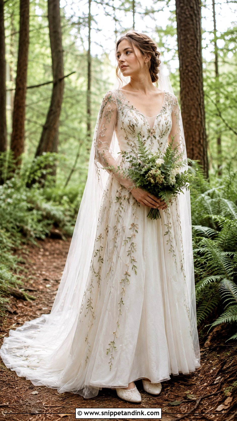 Forest Fairy Embroidered Wedding Dress - Snippet and Ink - 25 Forest Fairy Wedding Dress Ideas