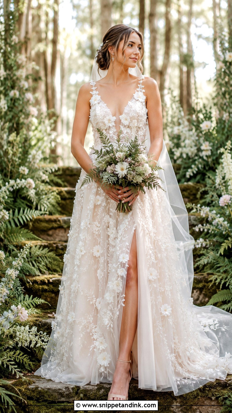 Forest Fairy Floral Applique Wedding Dress - Snippet and Ink - 25 Forest Fairy Wedding Dress Ideas