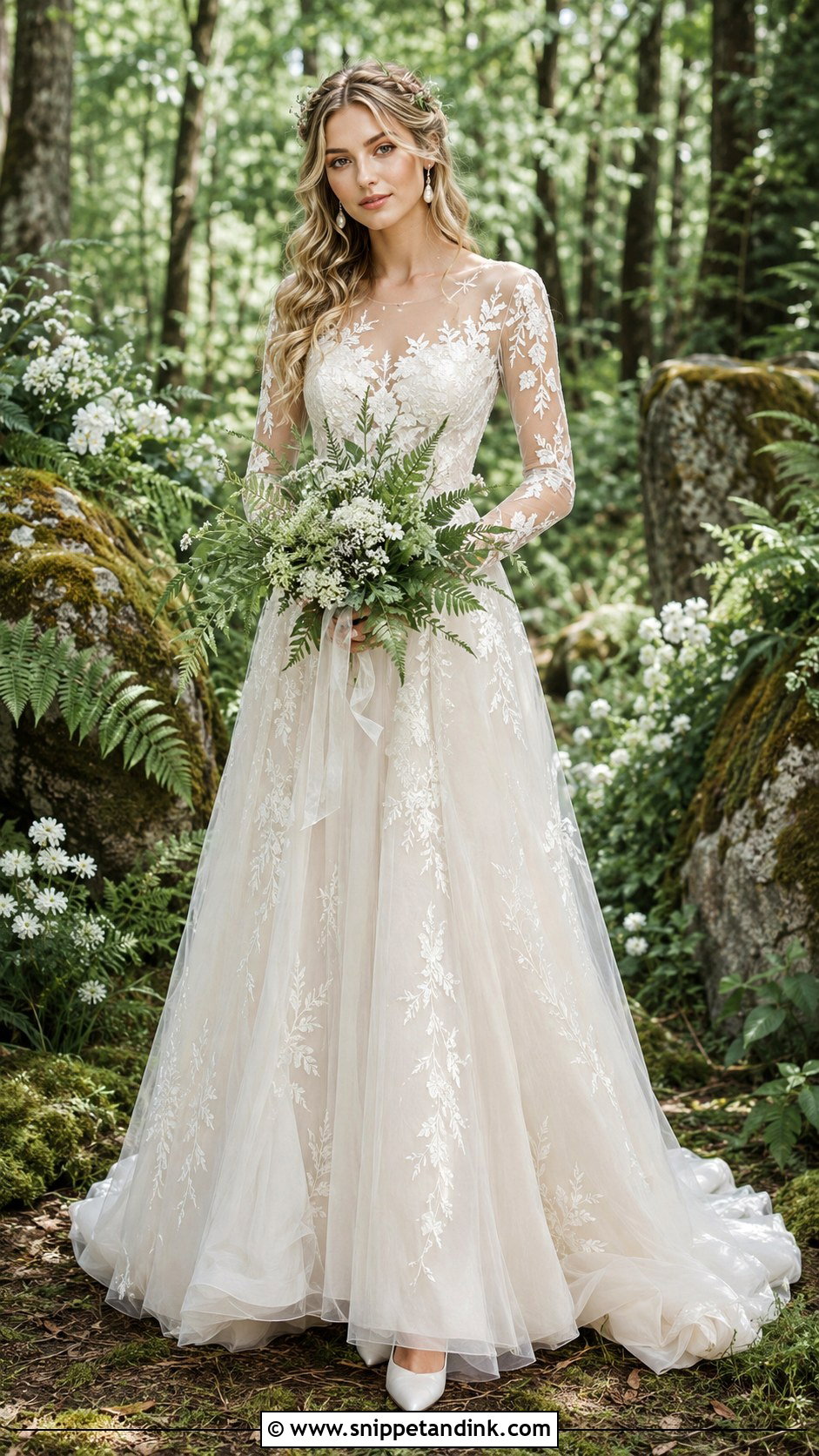 Forest Fairy Long Sleeve Wedding Dress - Snippet and Ink - 25 Forest Fairy Wedding Dress Ideas