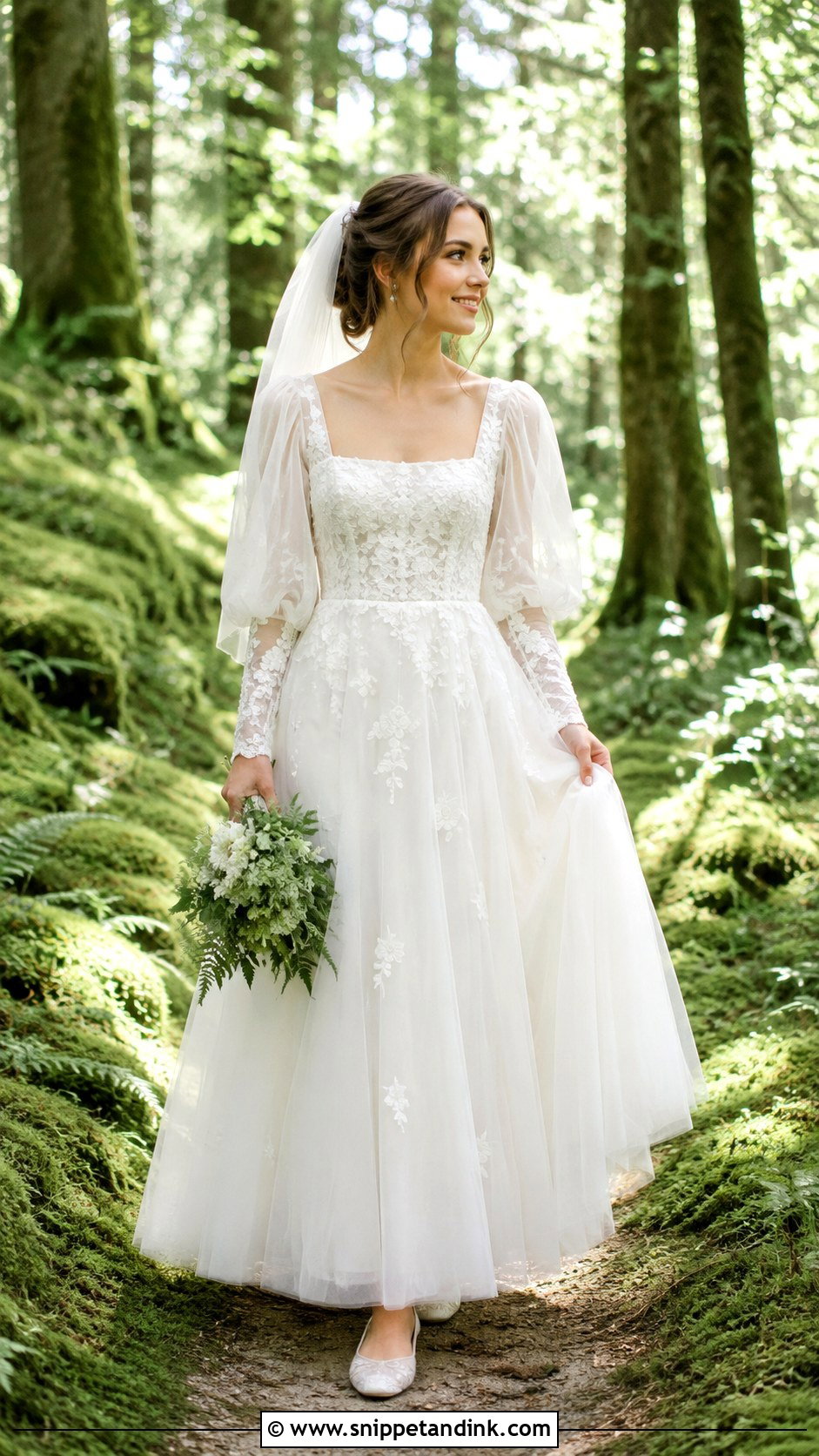 Forest Fairy Puff Sleeve Wedding Dress - Snippet and Ink - 25 Forest Fairy Wedding Dress Ideas