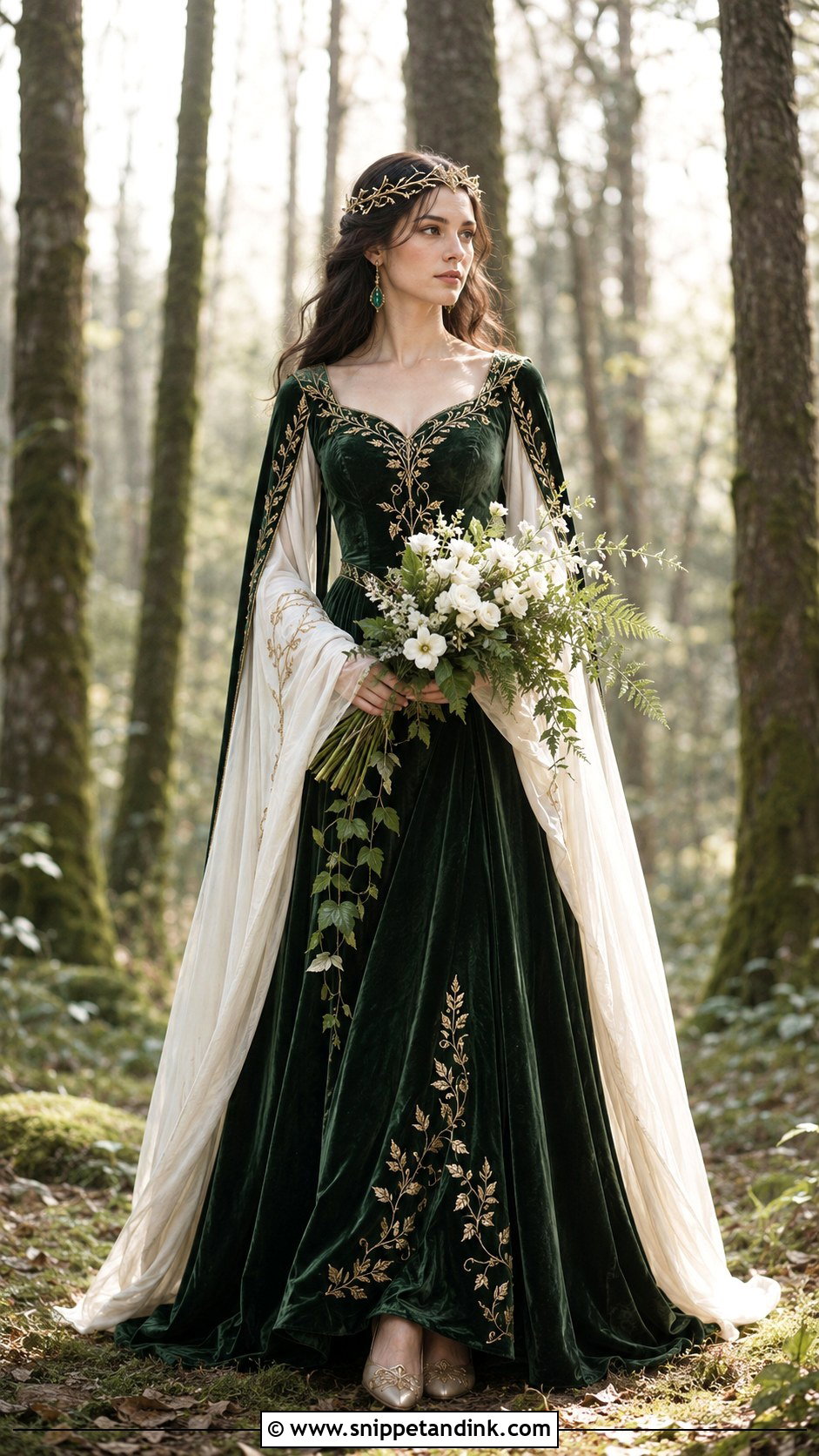 Forest Green Arwen Wedding Dress - Snippet and Ink - 20 Arwen Wedding Dress Ideas
