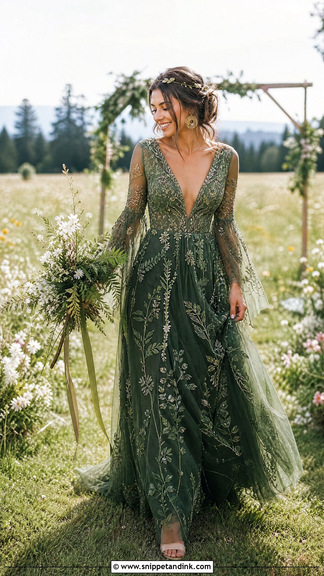 Forest Green Boho Wedding Dress - Snippet and Ink - 25 Forest Green Wedding Dress Ideas