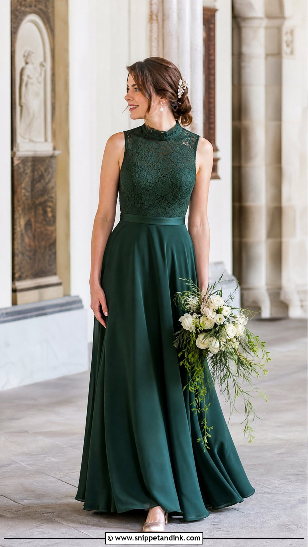 Forest Green High Neck Wedding Dress - Snippet and Ink - 25 Forest Green Wedding Dress Ideas