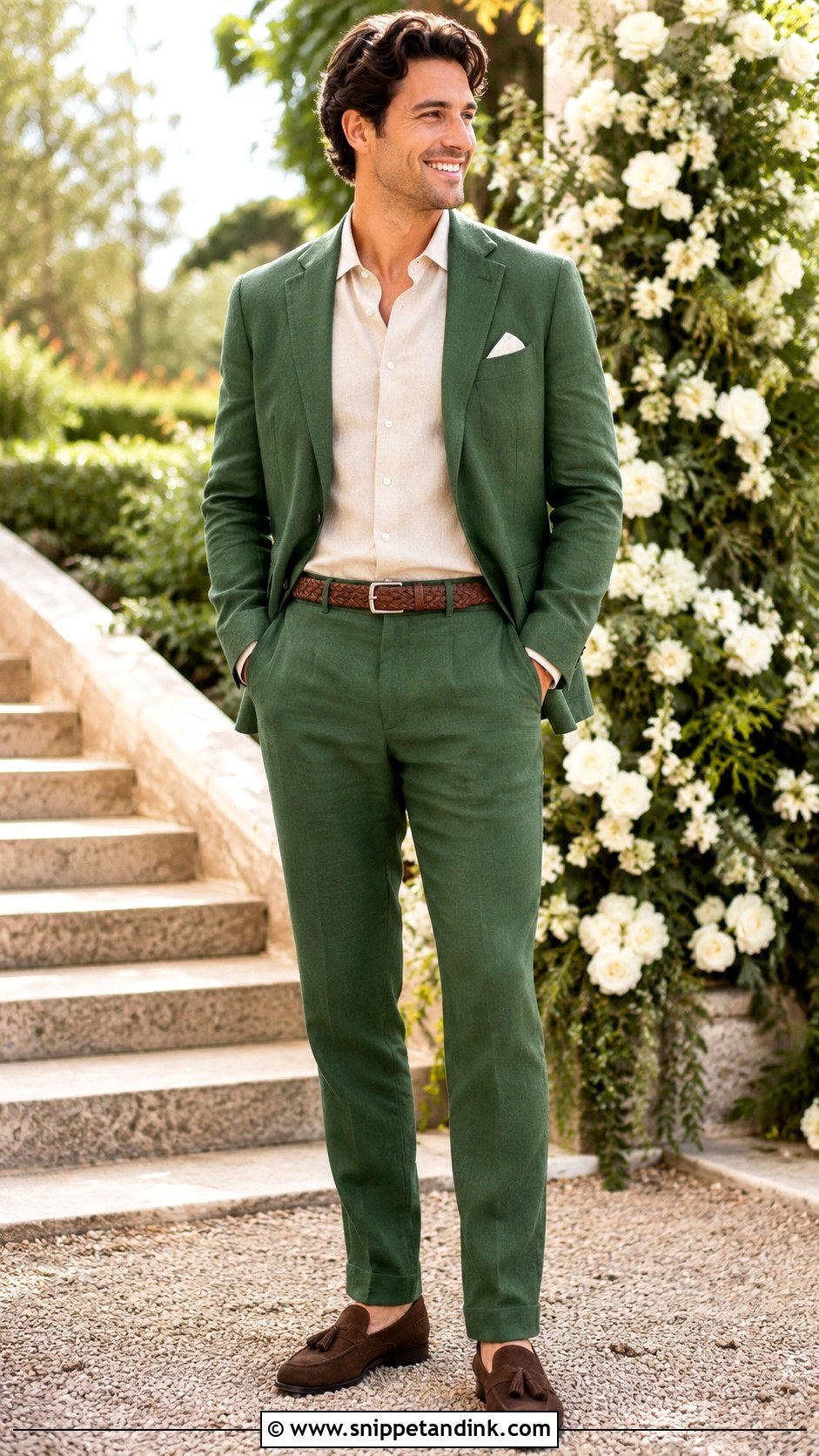 Forest Green Linen Wedding Suit - Snippet and Ink - 25 Forest Green Wedding Suit Ideas