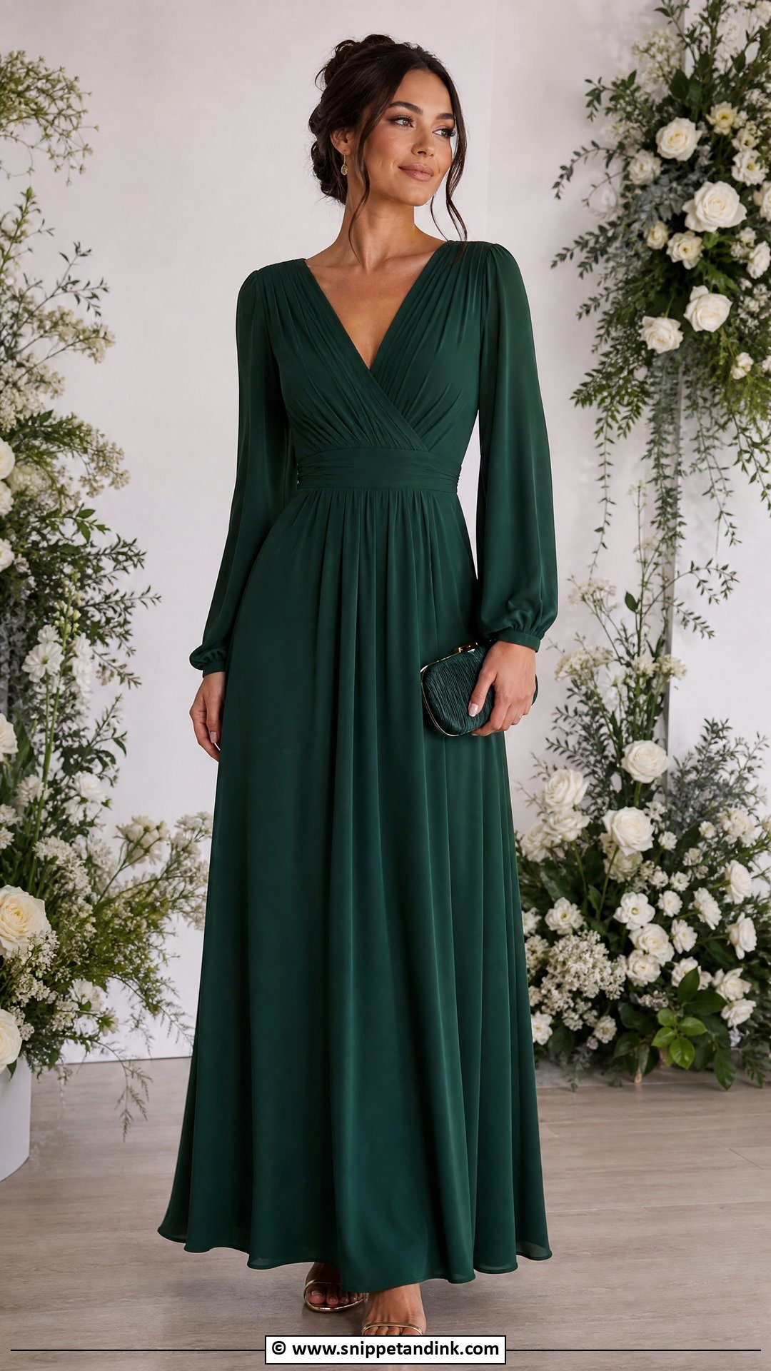 Forest Green Long Sleeve Maid Of Honour Dress - Snippet and Ink - 35 Maid of Honour Dresses