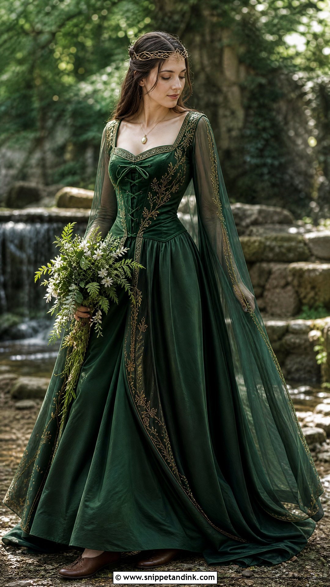 Forest Green Medieval Fantasy Wedding Dress - Snippet and Ink - 25 Medieval Fantasy Wedding Dress Ideas