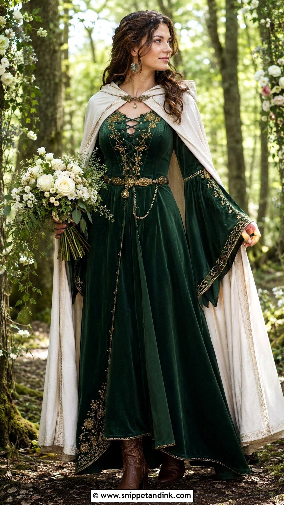 Forest Green Medieval Wedding Dress - Snippet and Ink - 20 Medieval Style Wedding Dress Ideas