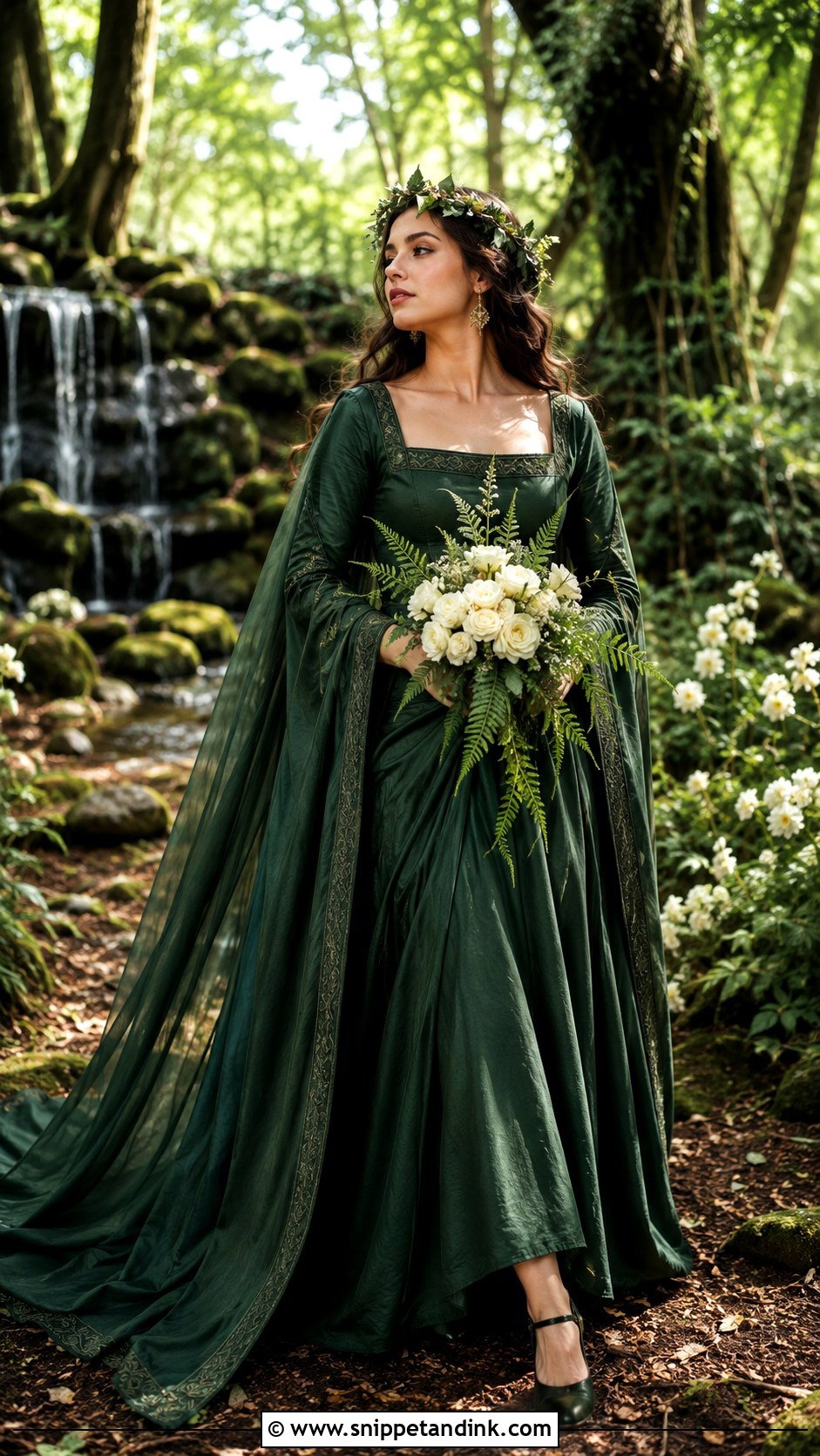 Forest Green Medieval Wedding Dress - Snippet and Ink - 20 Dark Fairytale Wedding Dress Ideas