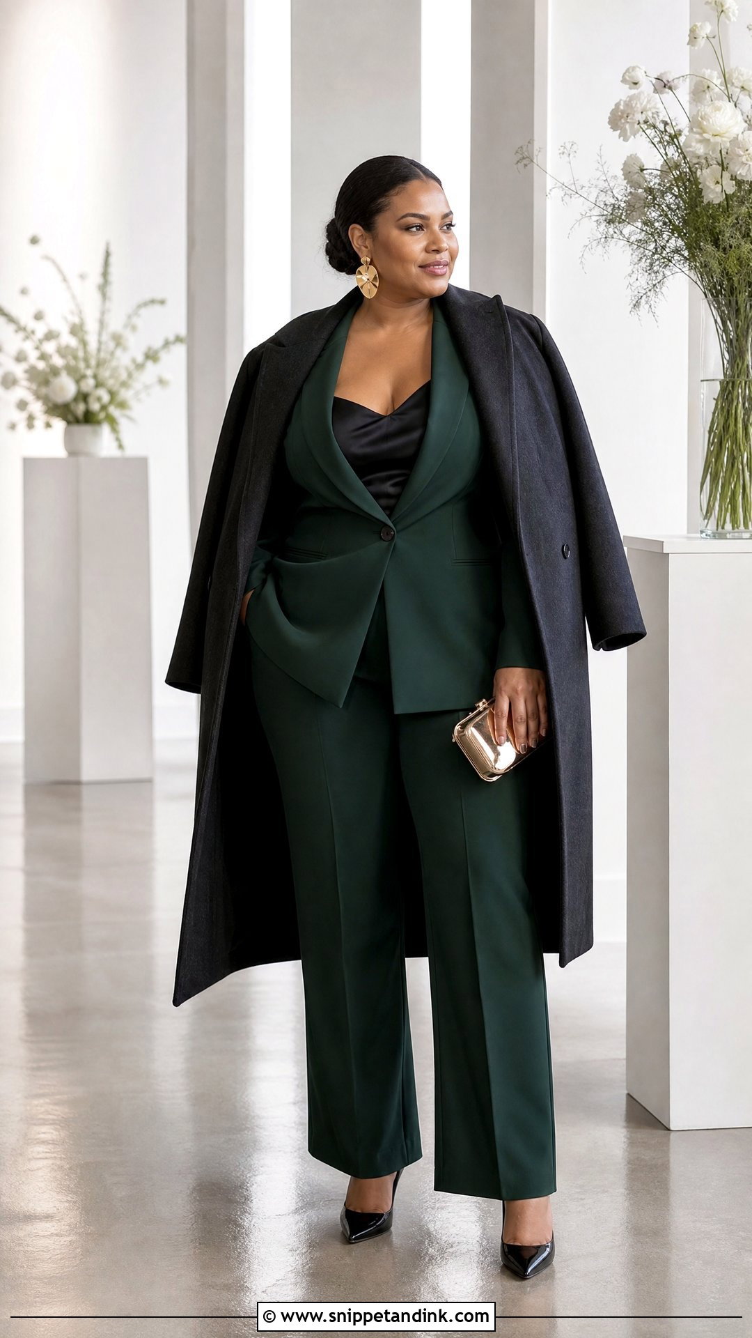 Forest Green Pantsuit Winter Wedding Outfit - Snippet and Ink - 20 Semi Formal Winter Wedding Attire Ideas