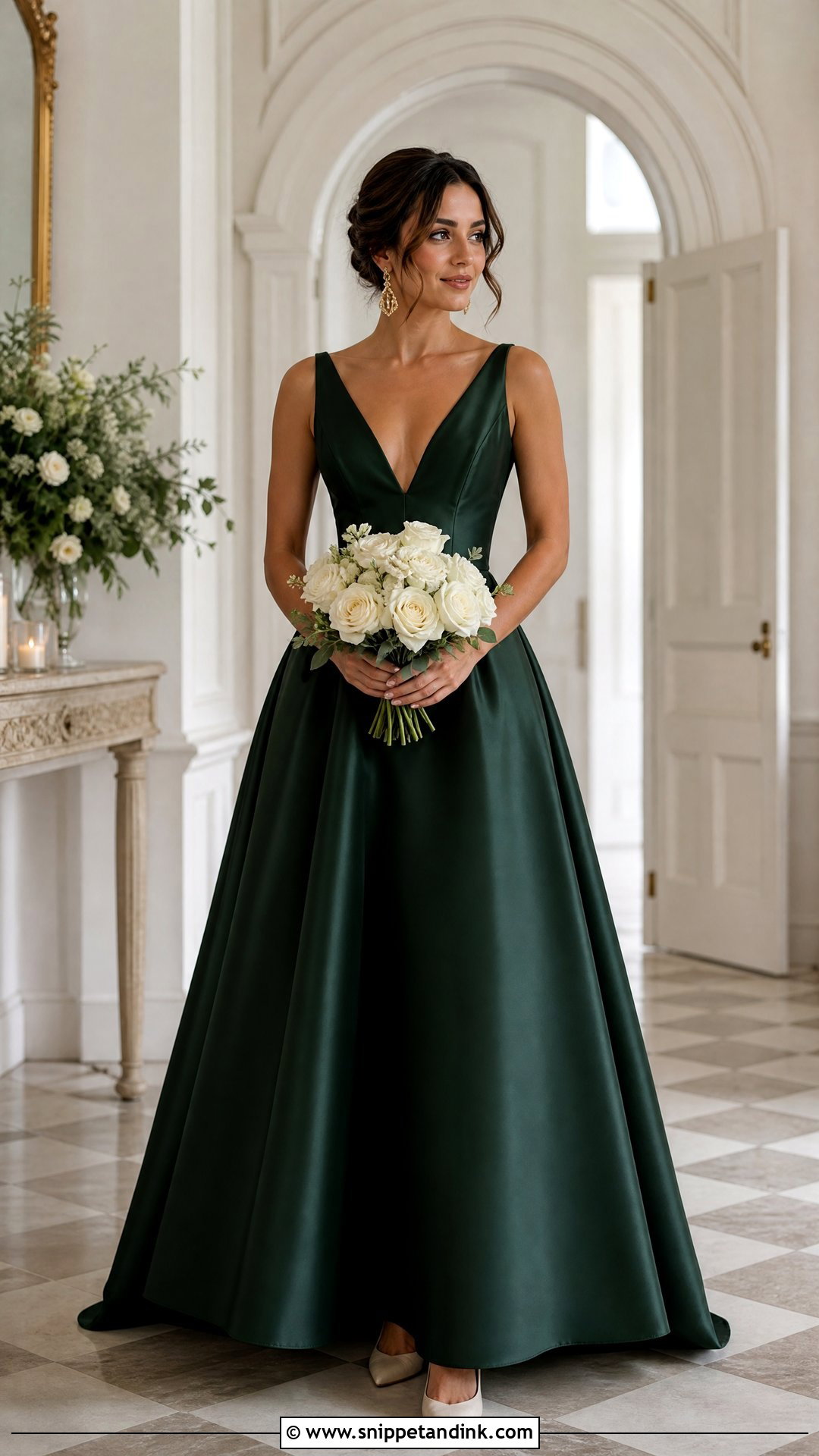 Forest Green Satin A Line Wedding Dress - Snippet and Ink - 25 Forest Green Wedding Dress Ideas