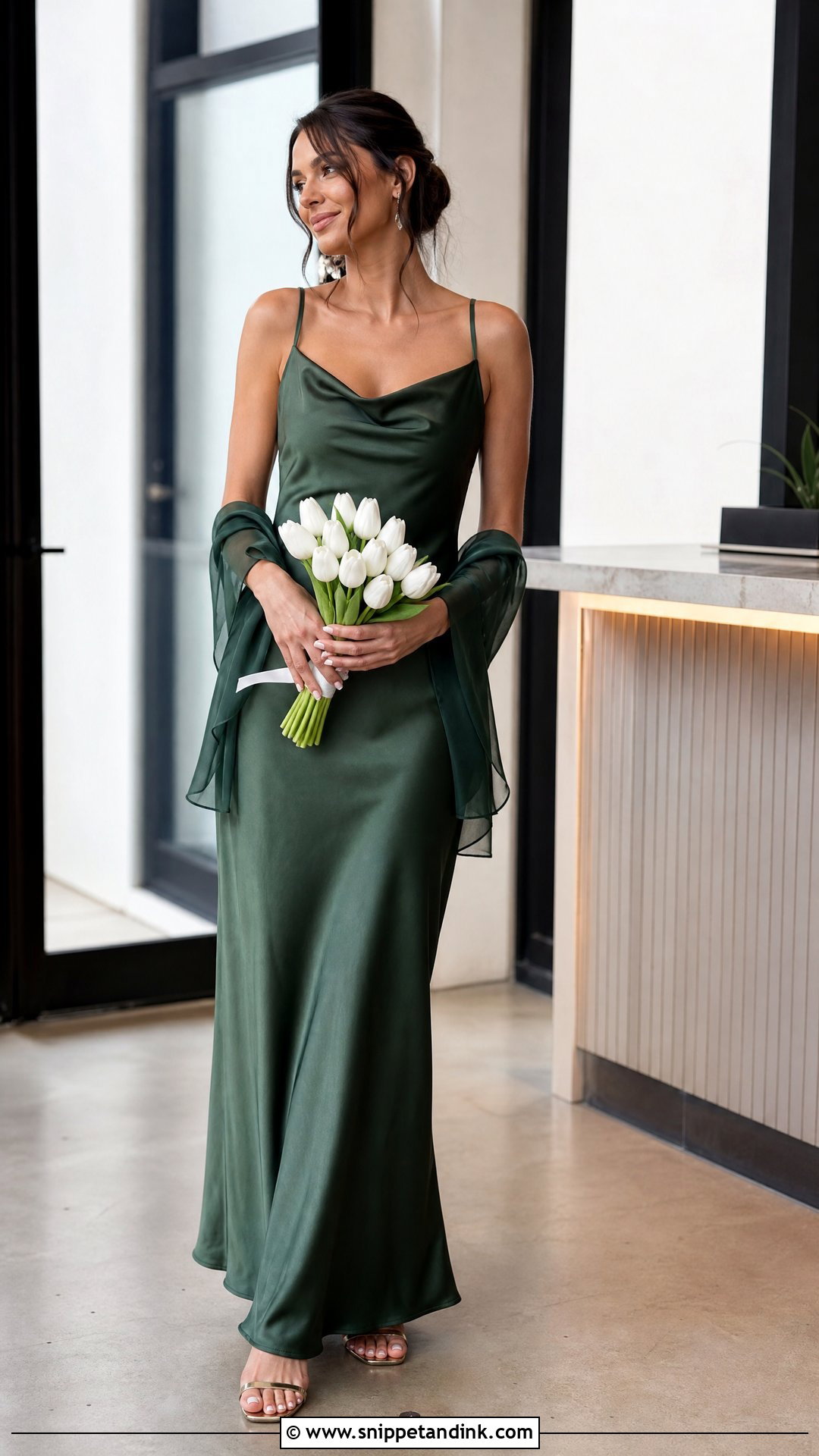 Forest Green Satin Slip Wedding Dress - Snippet and Ink - 25 Forest Green Wedding Dress Ideas