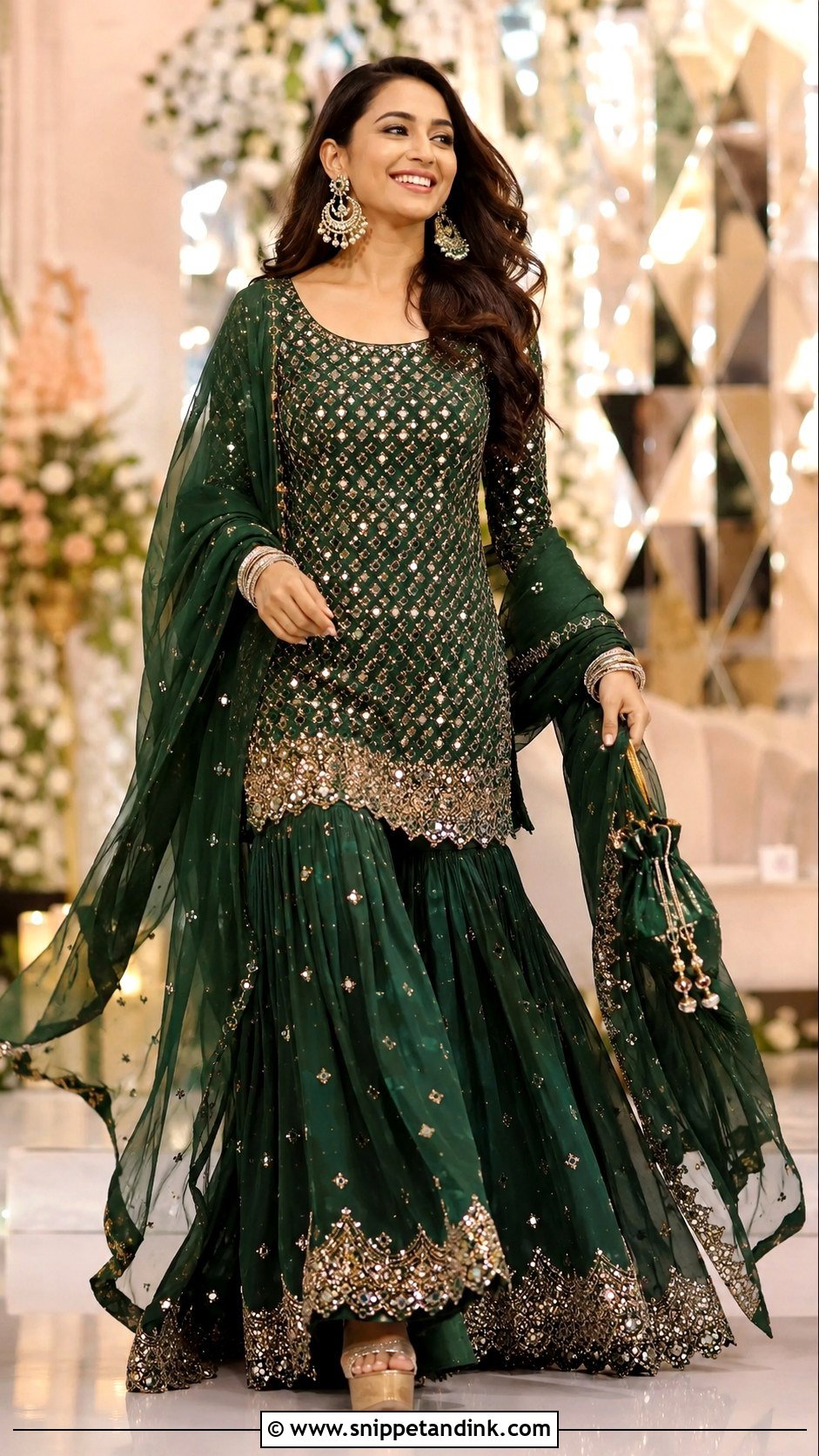 Forest Green Sharara Suit - Snippet and Ink - 20 Green Indian Wedding Dress Ideas