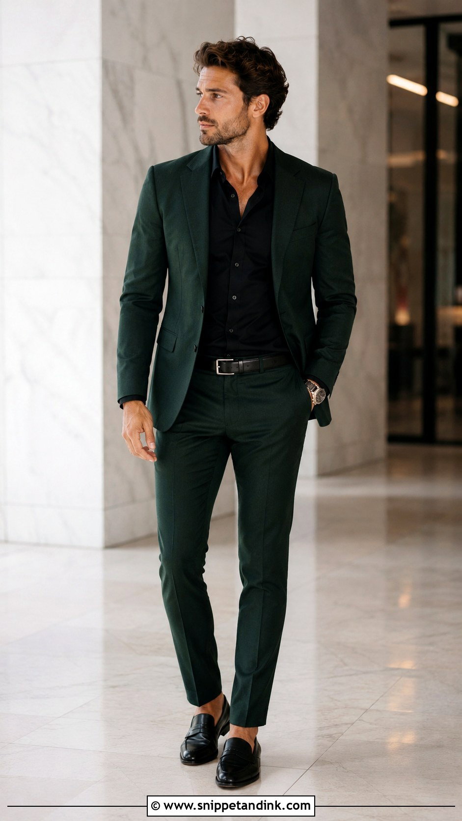 Forest Green Suit With Black Shirt - Snippet and Ink - 25 Forest Green Wedding Suit Ideas