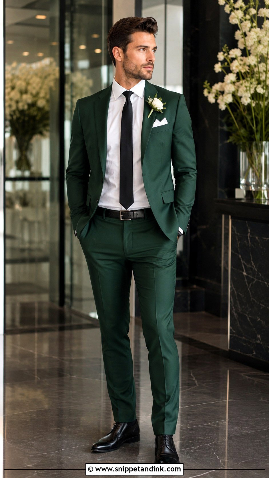 Forest Green Suit With Black Tie - Snippet and Ink - 25 Forest Green Wedding Suit Ideas