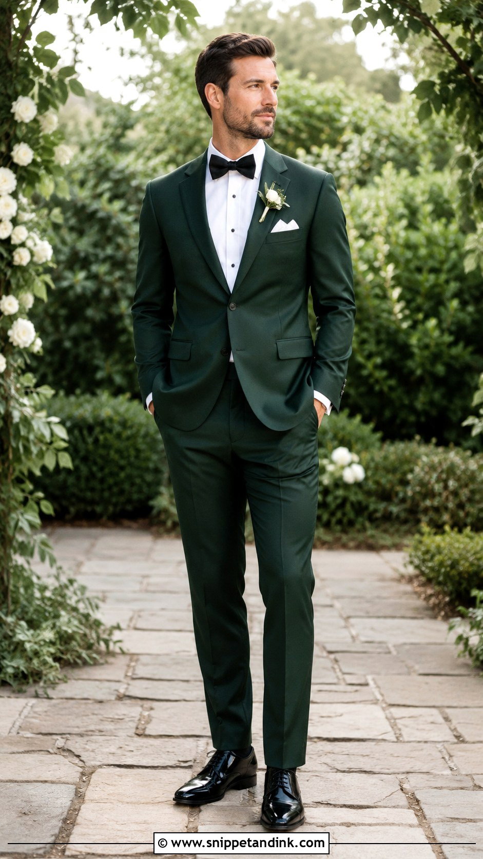 Forest Green Suit With Bow Tie - Snippet and Ink - 25 Forest Green Wedding Suit Ideas