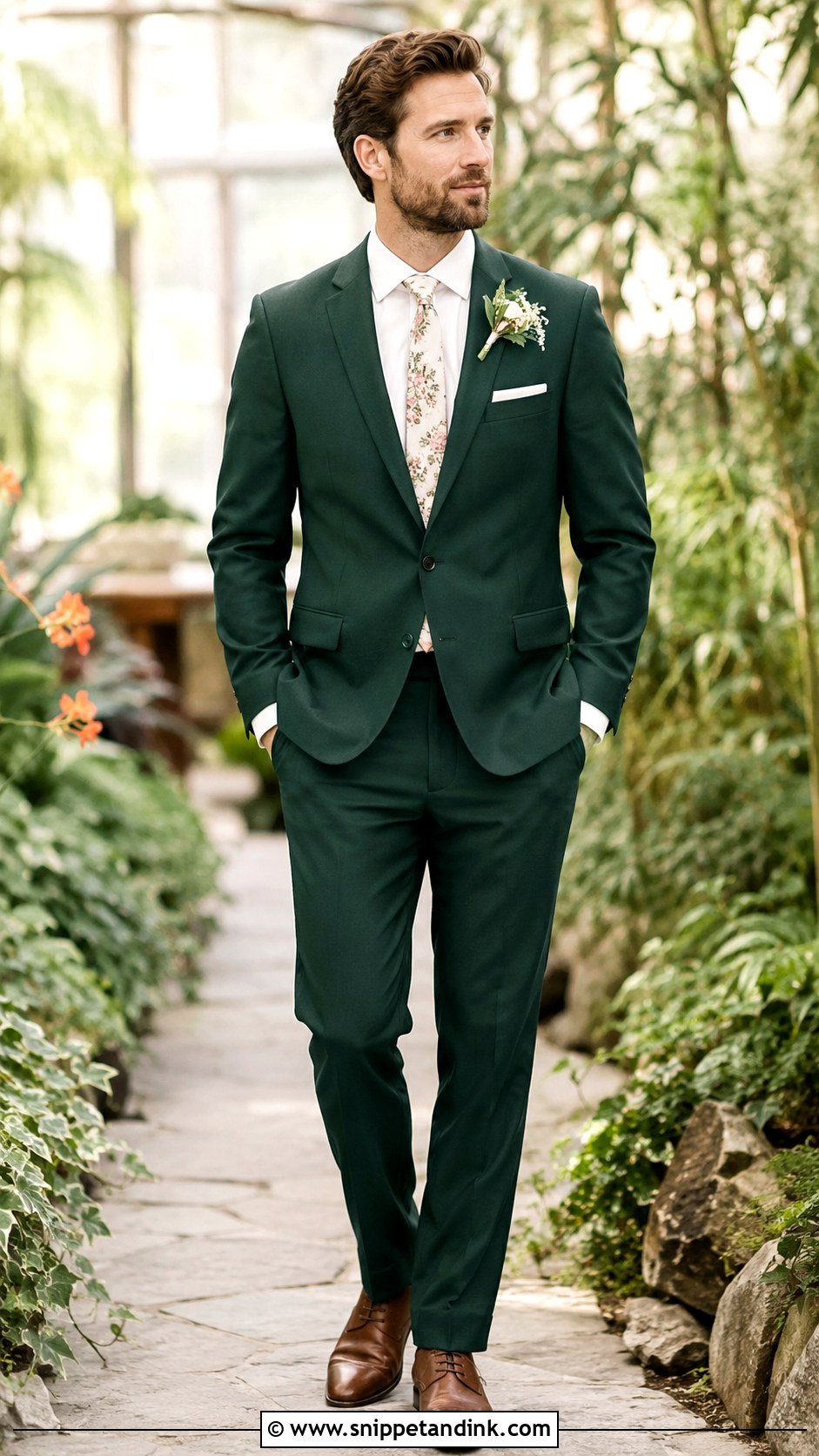 Forest Green Suit With Floral Tie - Snippet and Ink - 25 Forest Green Wedding Suit Ideas