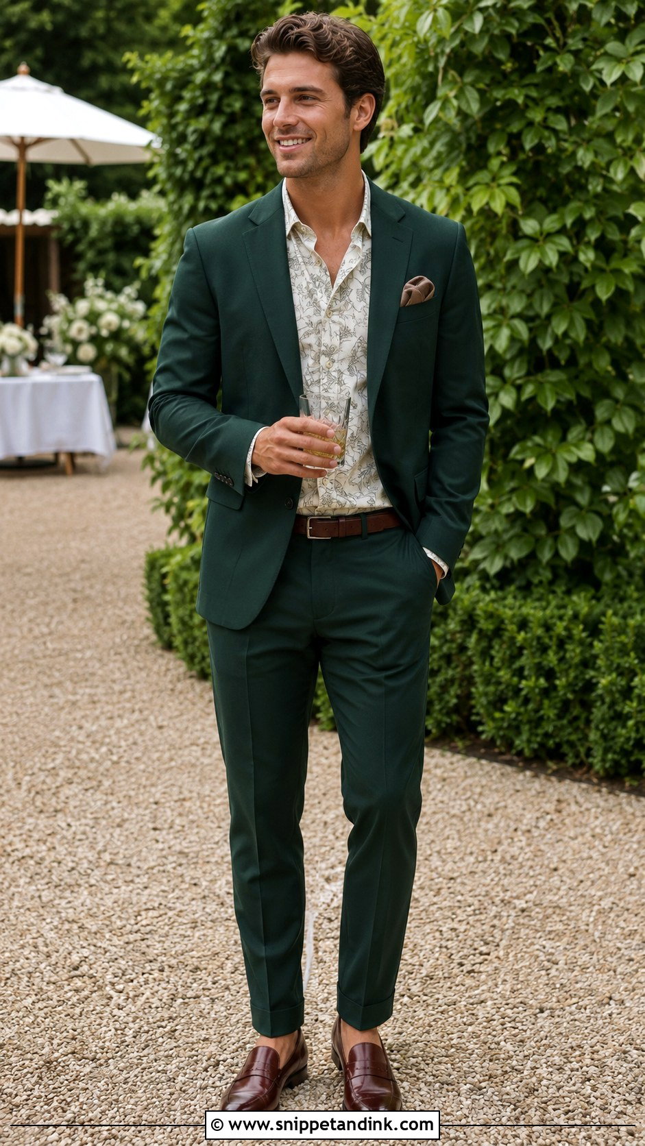 Forest Green Suit With Patterned Shirt - Snippet and Ink - 25 Forest Green Wedding Suit Ideas