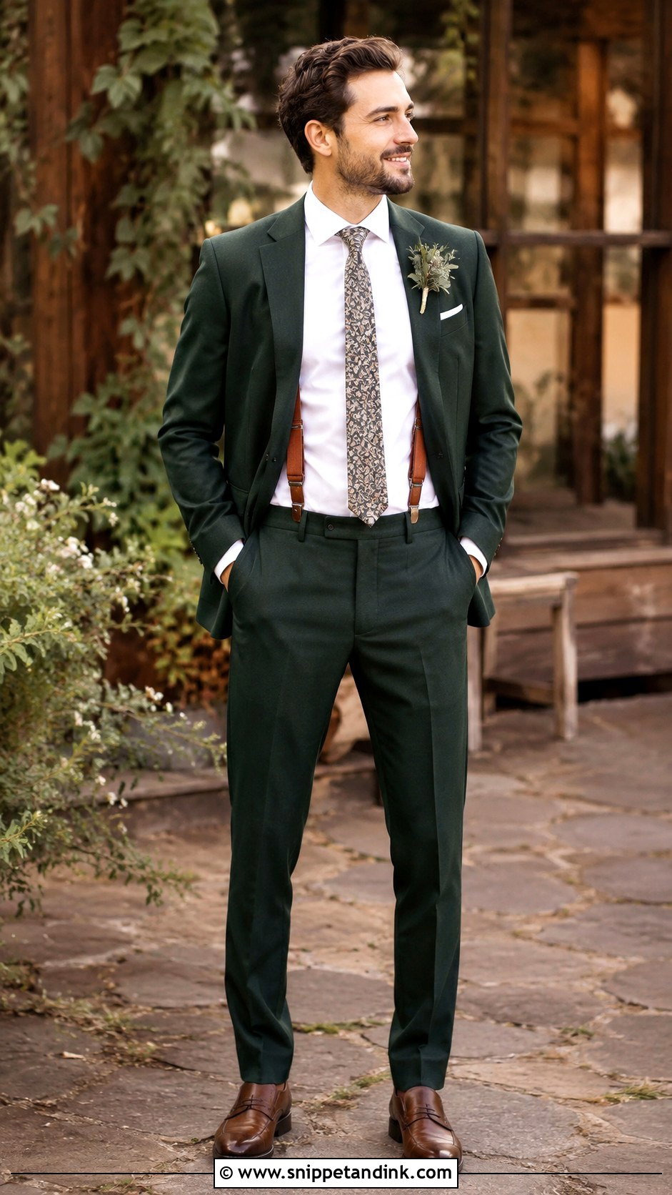 Forest Green Suit With Suspenders - Snippet and Ink - 25 Forest Green Wedding Suit Ideas
