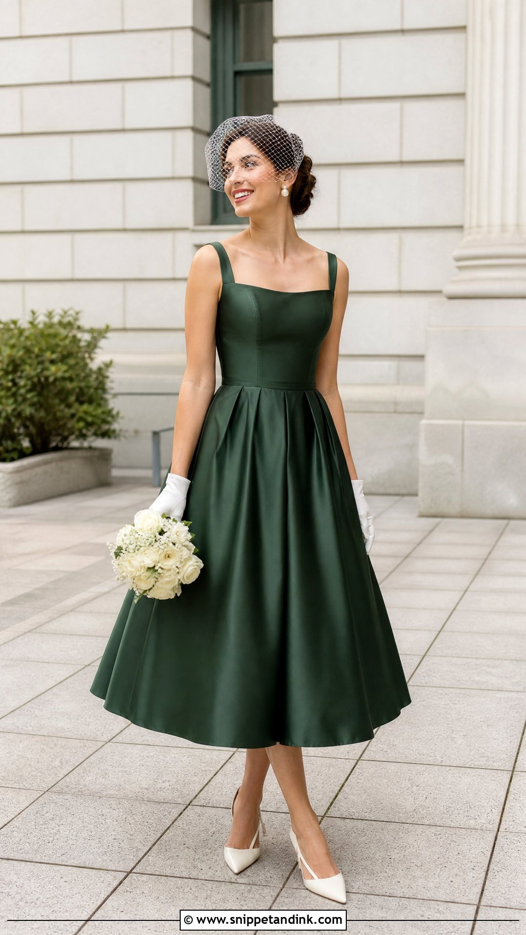Forest Green Tea Length Wedding Dress - Snippet and Ink - 25 Forest Green Wedding Dress Ideas