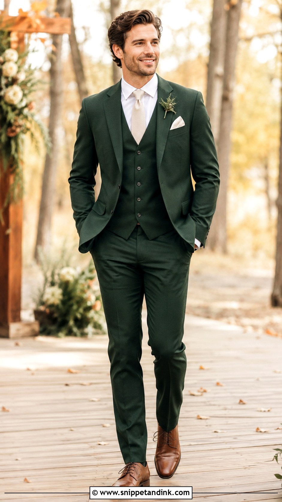 Forest Green Three Piece Wedding Suit - Snippet and Ink - 25 Forest Green Wedding Suit Ideas