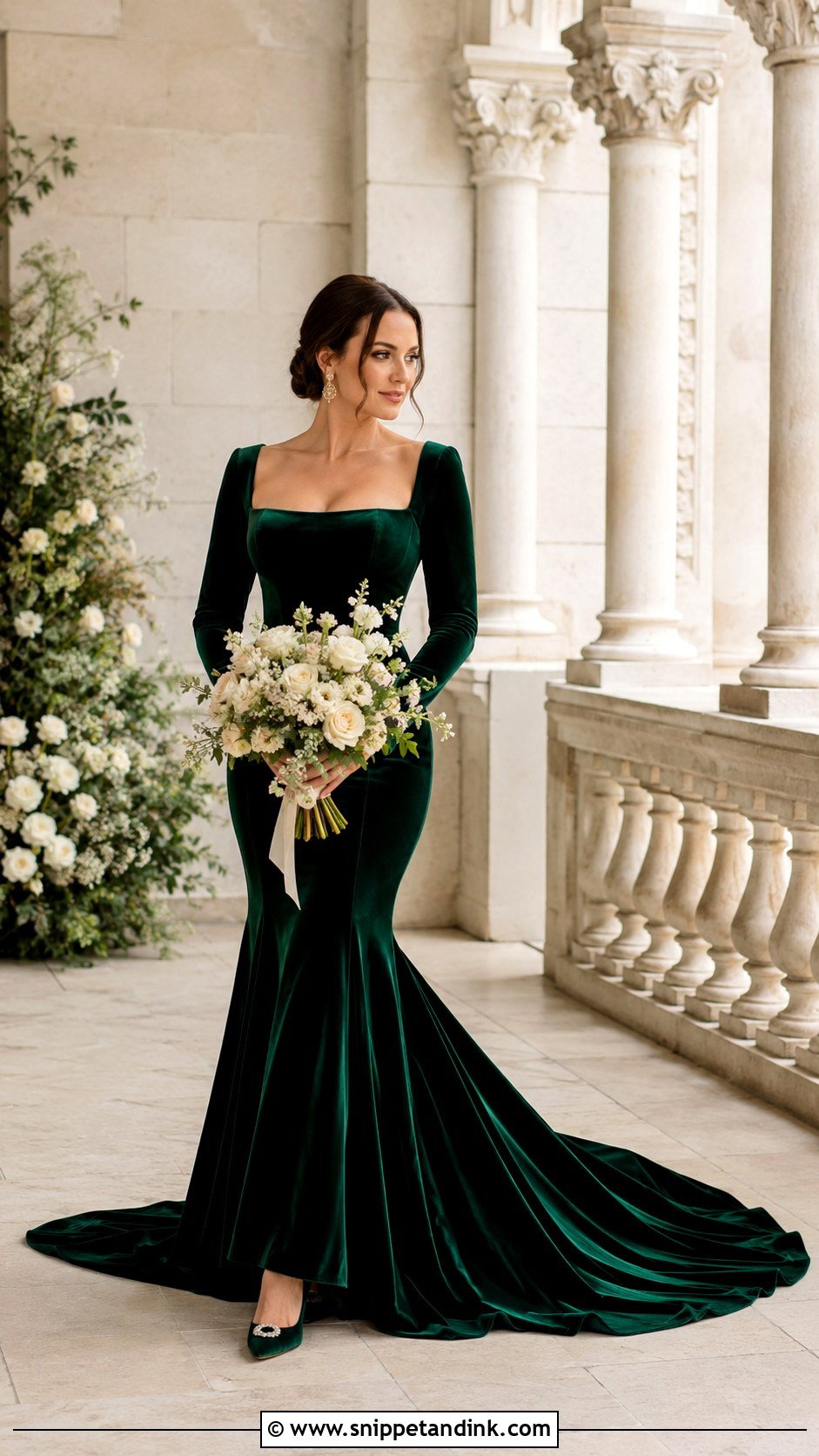 Forest Green Velvet Mermaid Wedding Dress - Snippet and Ink - 20 Green Velvet Wedding Dress Ideas