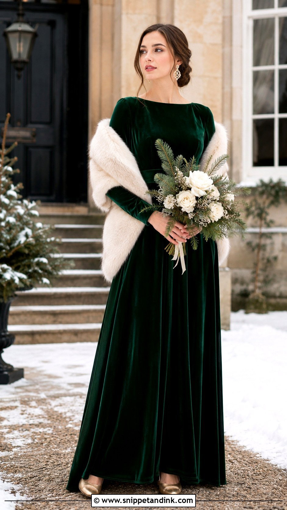Forest Green Velvet Wedding Dress - Snippet and Ink - 20 Green Bride Dress Ideas