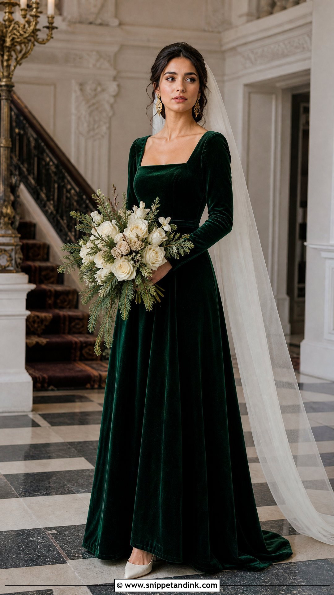 Forest Green Velvet Wedding Dress - Snippet and Ink - 20 Wedding Dress with Green Accents Ideas
